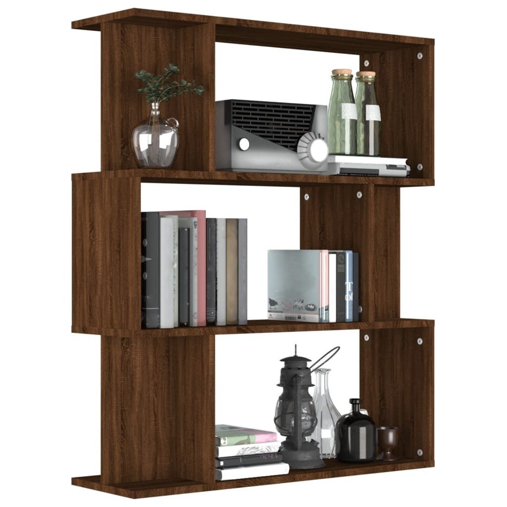 Braun 80x24x96 Bücherregal Eiche cm Holzwerkstoff, Eiche 1-tlg. Braune vidaXL Bücherregal/Raumteiler