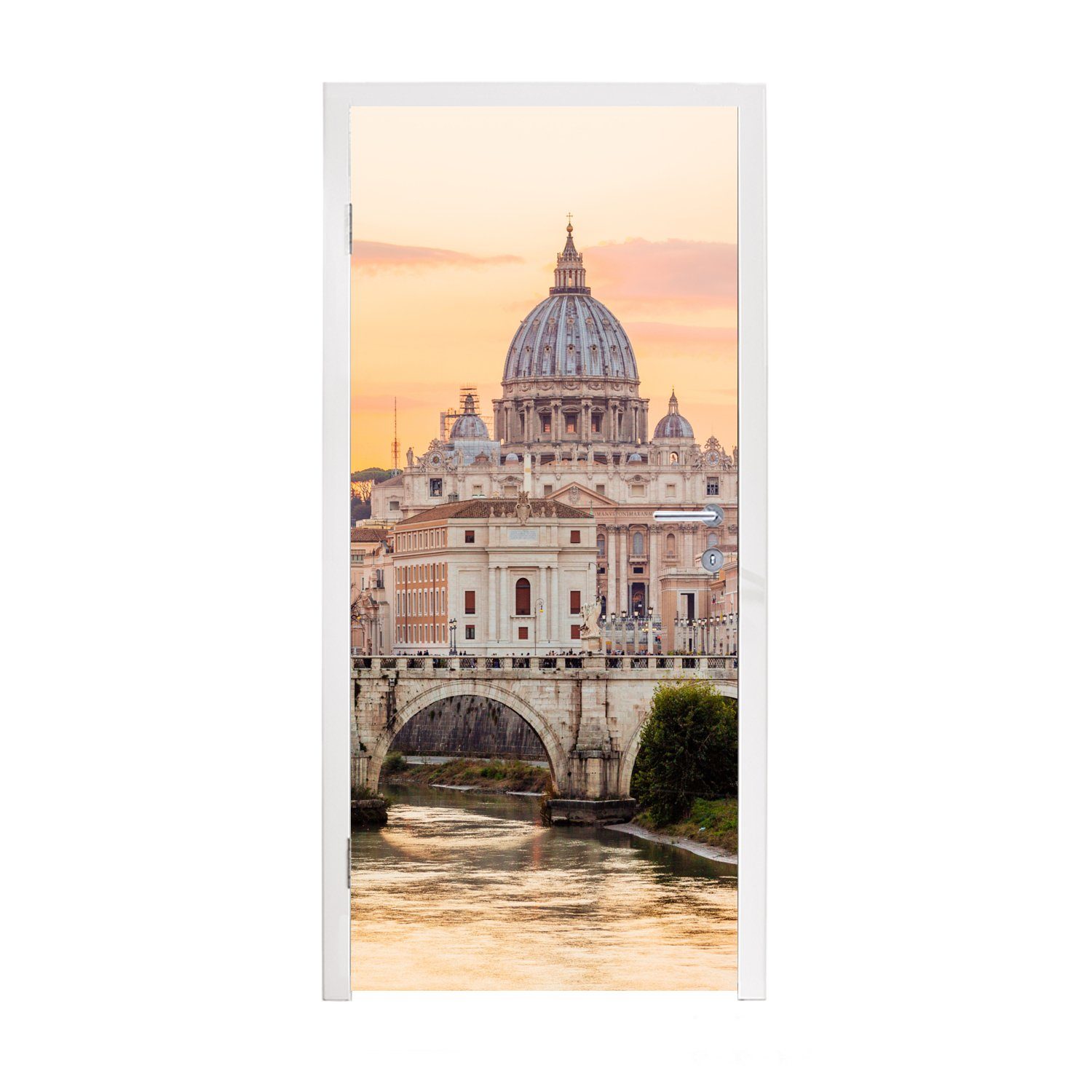 MuchoWow Türtapete Italien - Skyline - Rom, Matt, bedruckt, (1 St), Fototapete für Tür, Türaufkleber, 75x205 cm