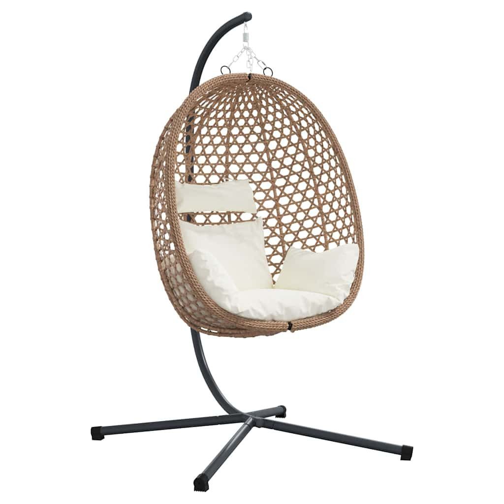 vidaXL Hollywoodschaukel Hängendes Ei-Stuhl Hellcreme 104 x 100 x 191 cm Poly-Rattan, 1 tlg.