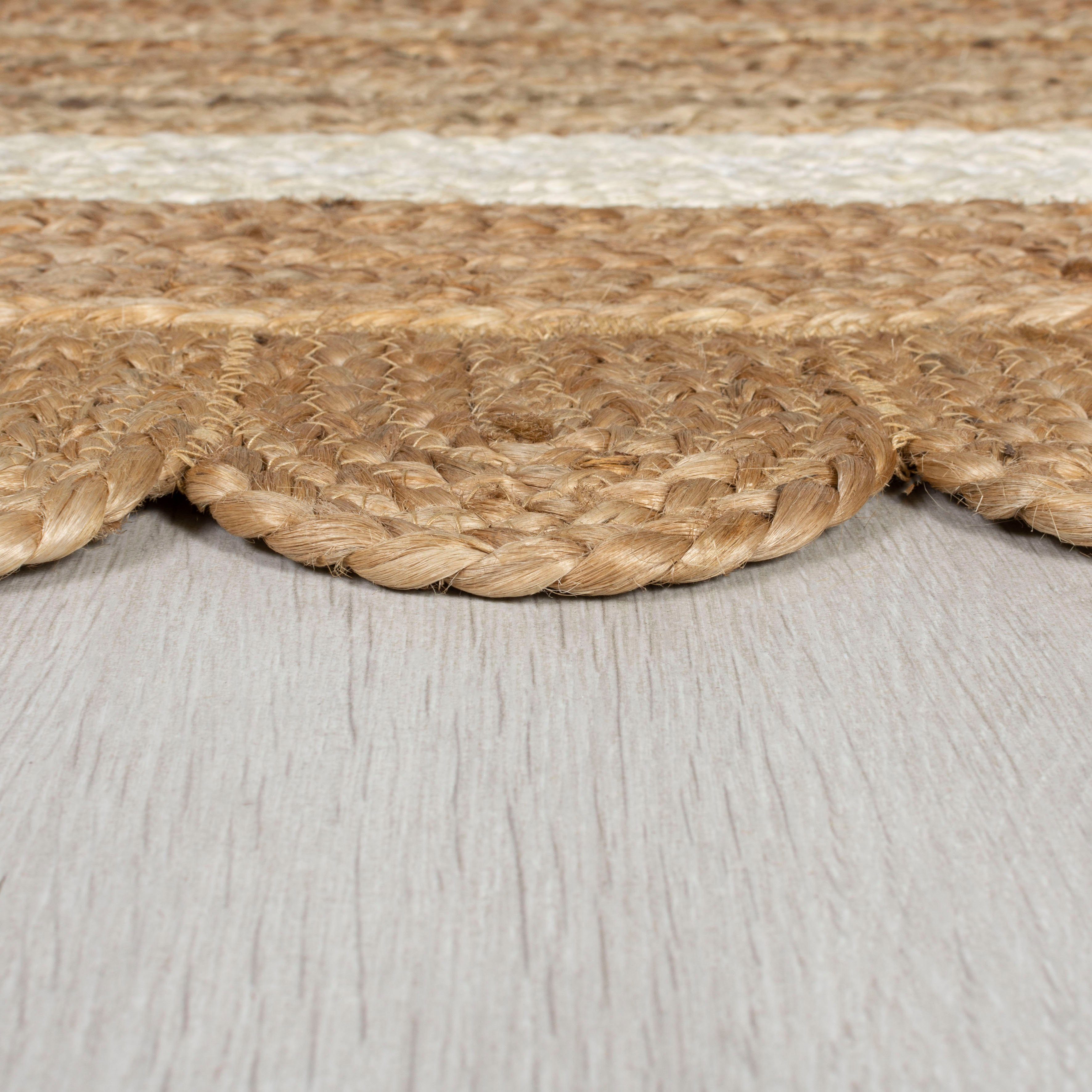 Teppich mit FLAIR fußbodenheizungsgeeignet, 100% Jute, 7 natur/weiß Bordüre rechteckig, RUGS, aus Grace, Höhe: mm,