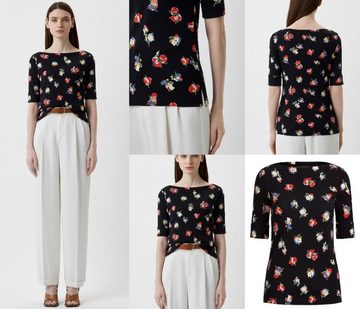Ralph Lauren T-Shirt LAUREN RALPH LAUREN Floral Print U-Boat Neck Top Petite Bluse Shirt T-