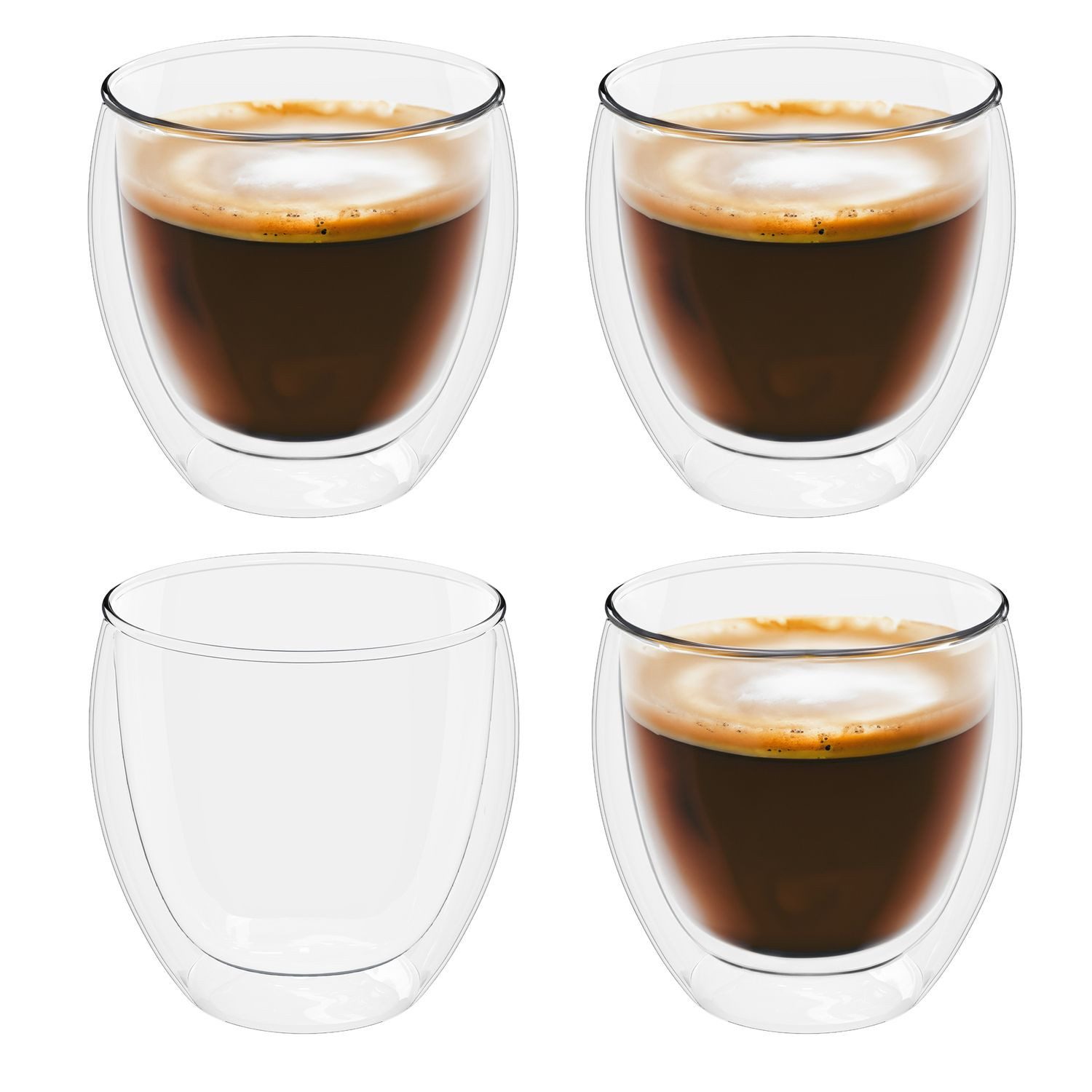 Intirilife Espressoglas, 4-tlg., Glas, 4x Espressoglas doppelwandig Kaffeeglas Teeglas Thermoglas Gläser