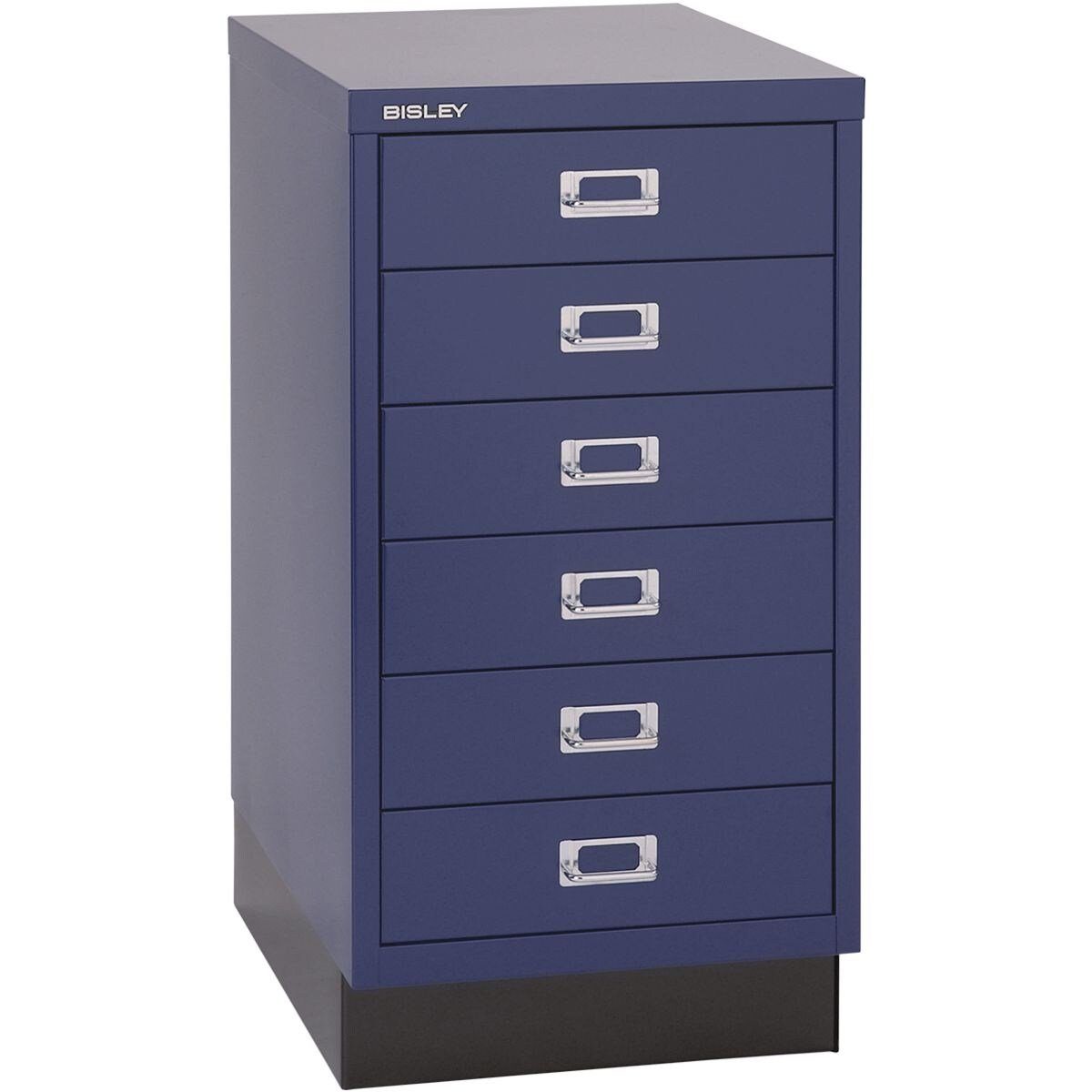 Bisley Beistellschrank MultiDrawer Schrank aus Stahl, 6 Schubladen, mit Sockel, A3 oxfordblau