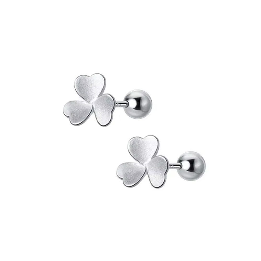 Runde Perlé Paar Ohrstecker kleine zarte Kleeblatt Ohrstecker mit Schraubenverschluss, 925 Sterling Silber (inkl. Geschenkverpackung)
