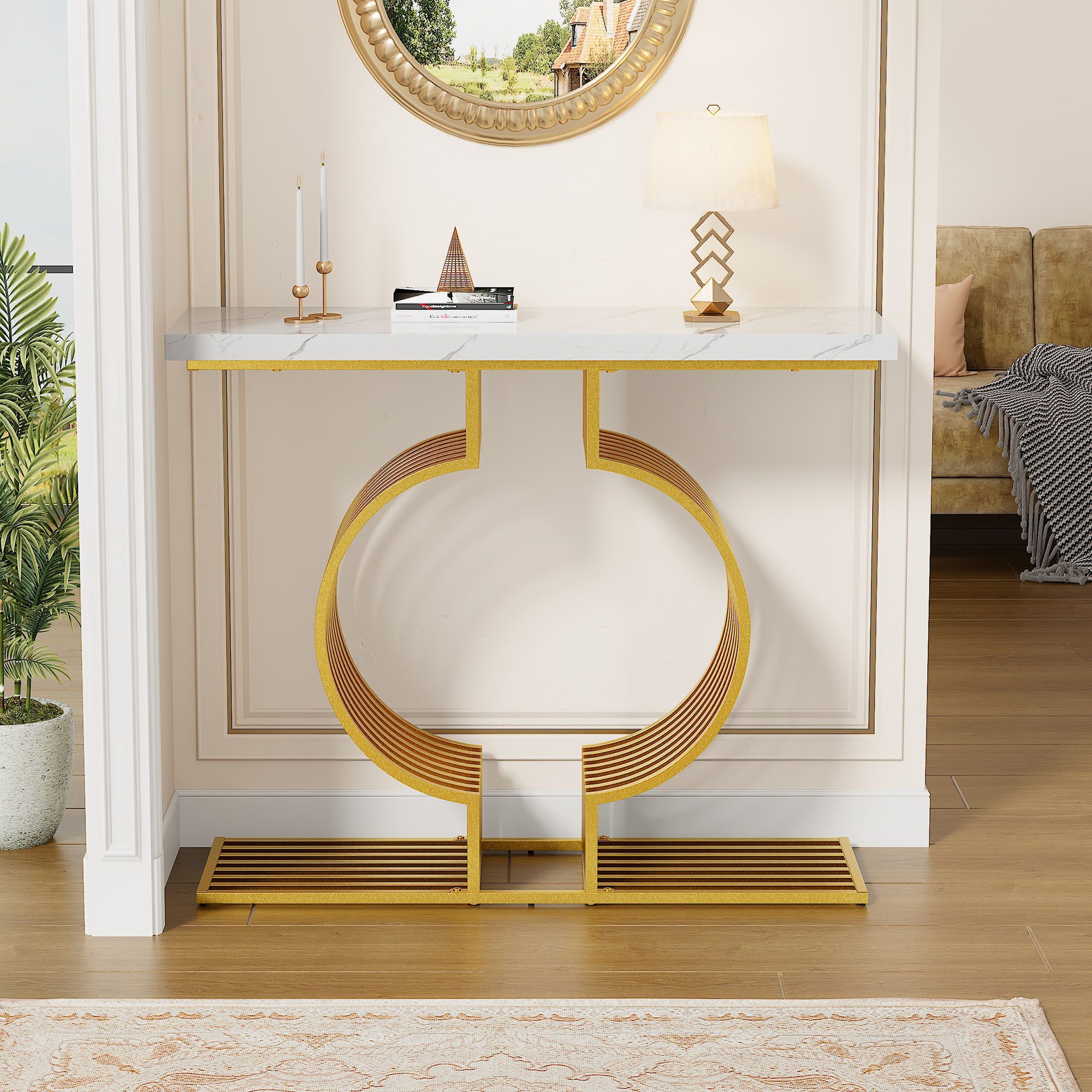 Merax Konsolentisch hochglanz mit goldenem Sockel günstig online kaufen