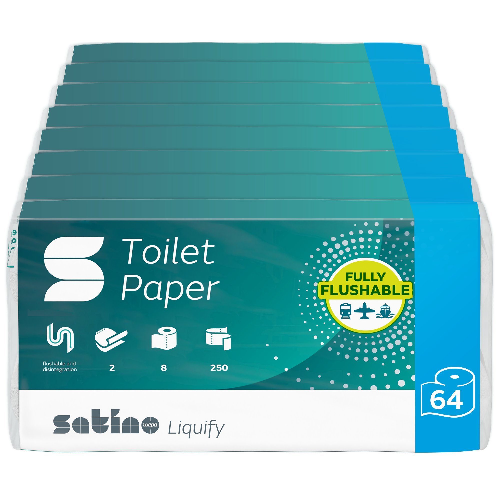 Satino by WEPA Toilettenpapier liquify - schnell auflösend - perfekt für Camping, Outdoor, Reisen (64-St)