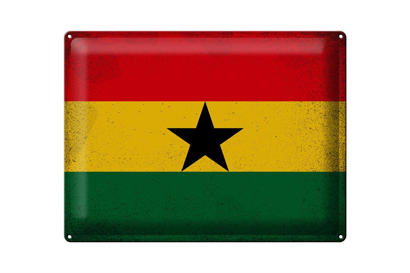 Metallschild Flagge Ghana 40x30cm Flag of Ghana Vintage