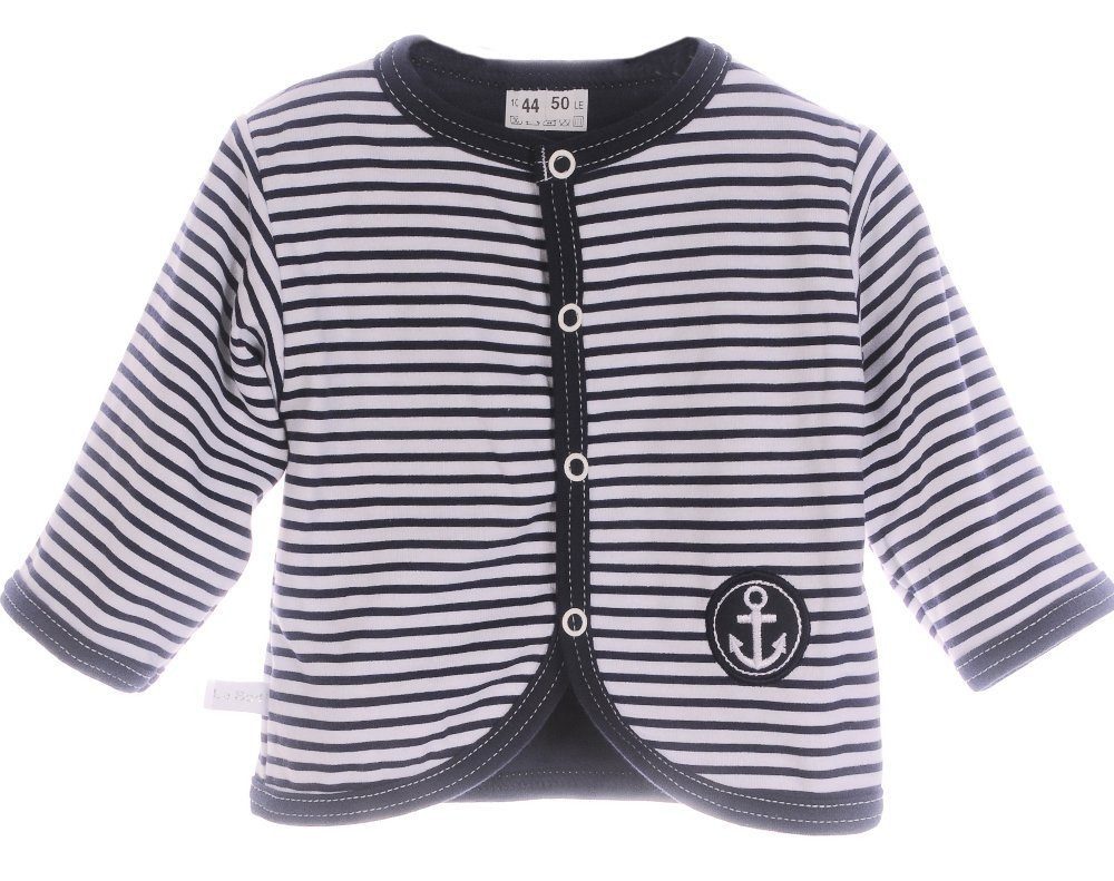 La Bortini Sweatjacke Baby Jacke leichtes Jäckchen gestreift mit Anker doppellagig aus reiner Baumwolle, 44 50 56 62 68 74 80 86 92 98
