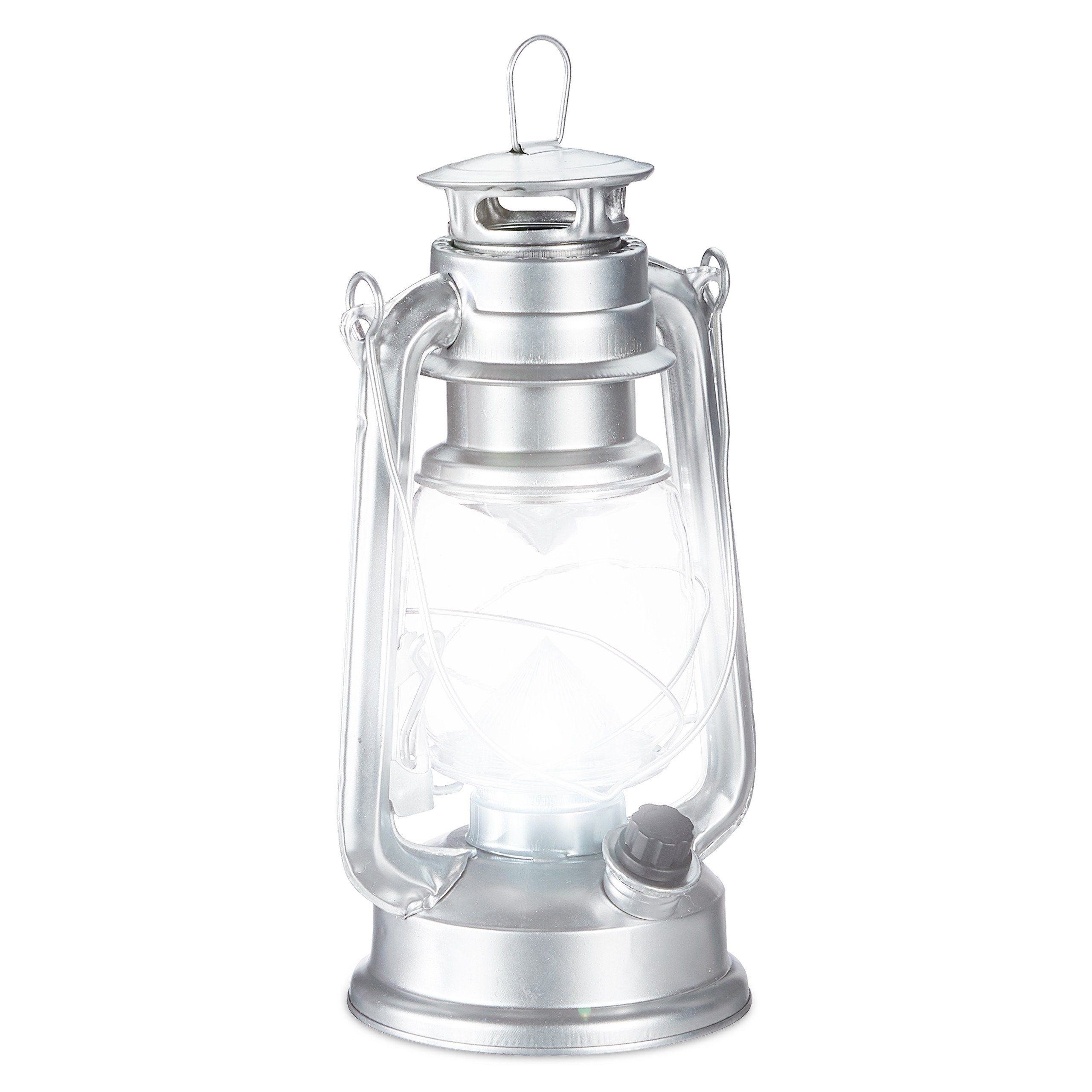 relaxdays LED Laterne Sturmlaterne LED, Silber Silber Transparent