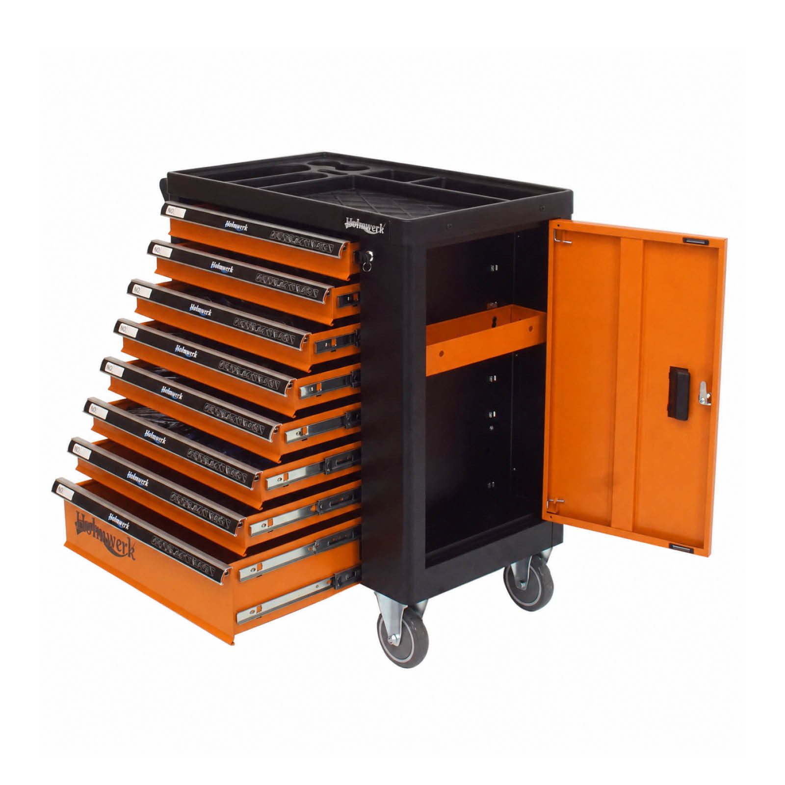 Holmwerk Werkstattwagen Werkstattwagen Profi leer orange Montagewagen Werkzeugwagen Assistent, leer, max. Traglast:400 kg, (Artikel, 1-tlg), Vollauszug