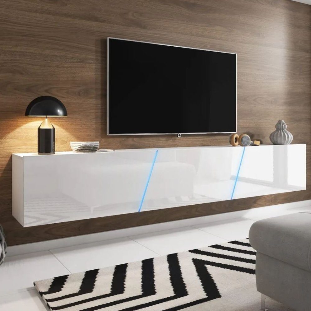 DBMöbel Lowboard TVLowboard Slant mit LED Beleuchtung Hochglanz