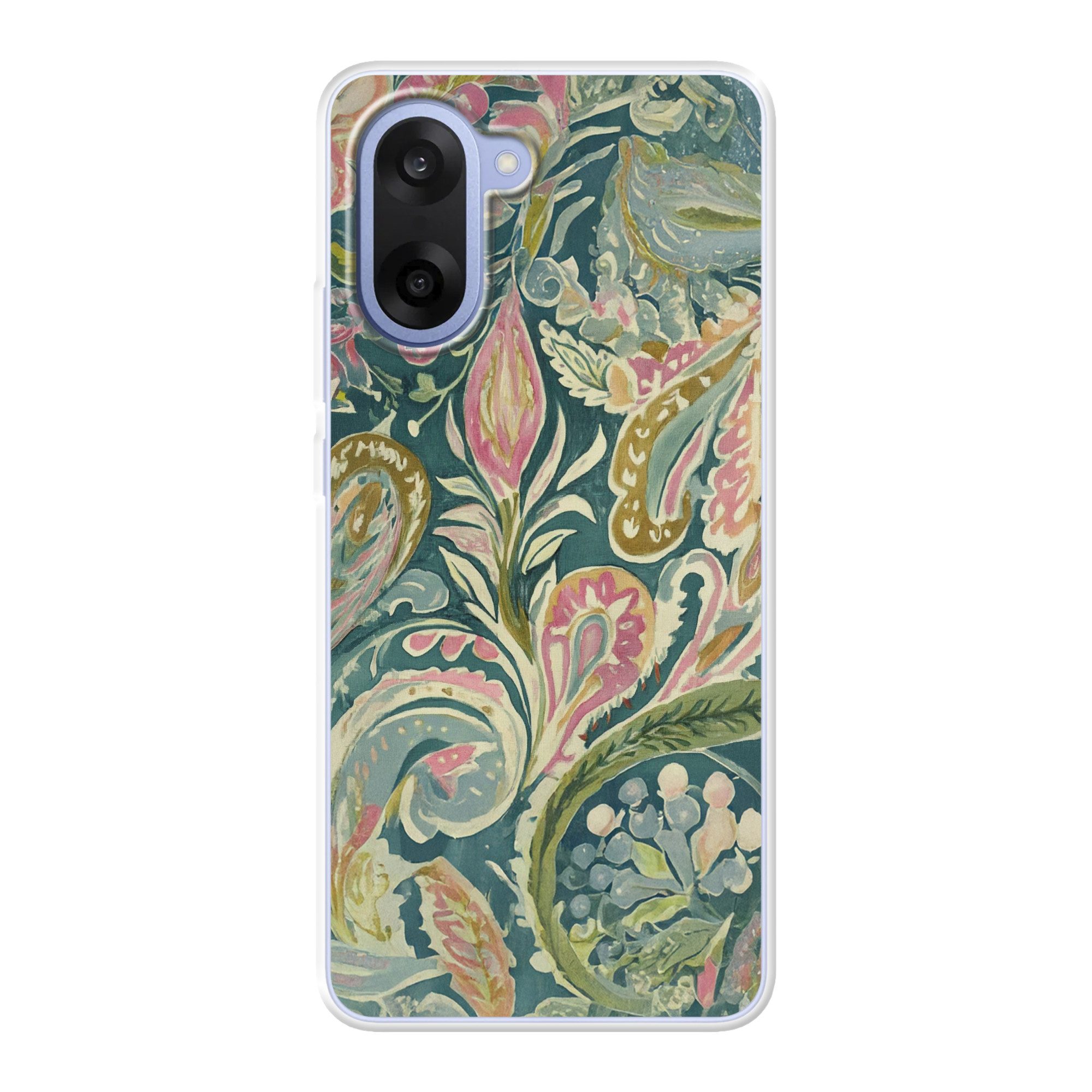 MuchoWow Handyhülle für OnePlus Nord CE5 Gemustert - Bunt - Verschnörkelt - Grün, Phone Case, Silikon, Schutzhülle Dünn