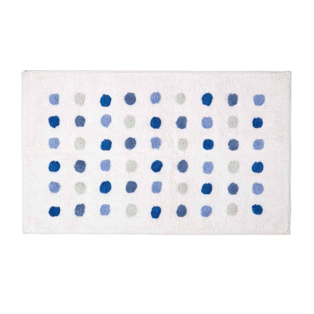 Homescapes Badematte Badematte blau-weiß gepunktet, 50 x 80 cm – Badvorleger Polka Dots, Höhe 20 mm, 50 x 80 cm