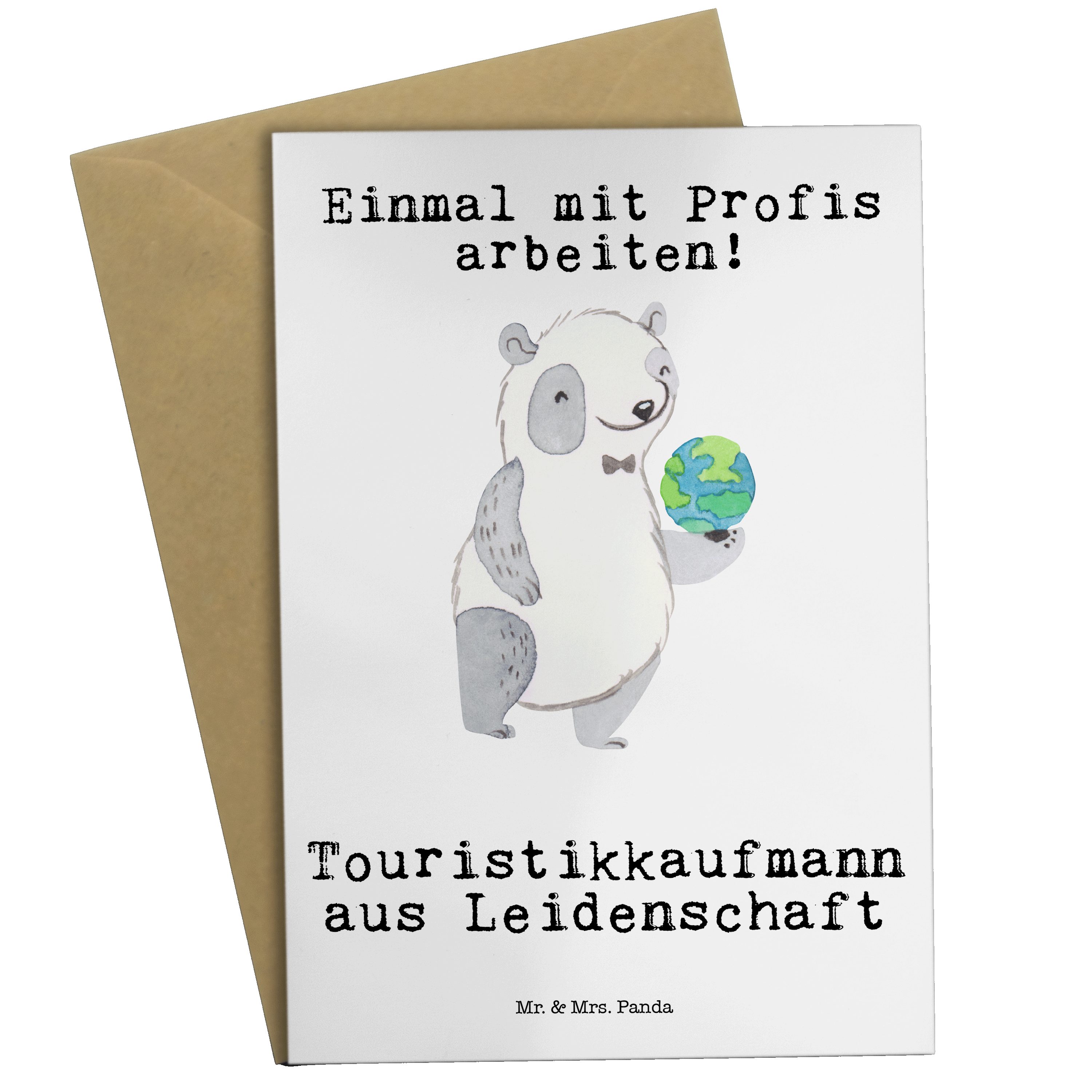 Mr. & Mrs. Panda Grußkarte Touristikkaufmann aus Leidenschaft - Weiß - Geschenk, Hochzeitskarte