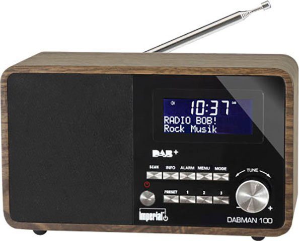 (Digitalradio by RDS, (DAB), 7 holzfarben FM-Tuner, mit IMPERIAL (DAB) Digitalradio TELESTAR UKW DABMAN W) 100