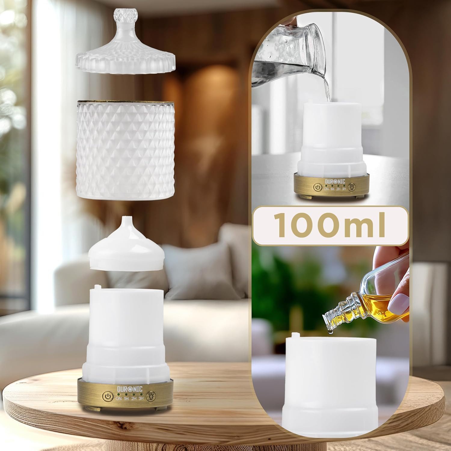 Duronic Raumduft AD31 Aroma Diffuser mit 100 ml Wassertank, Diffusor für ätherische Öle