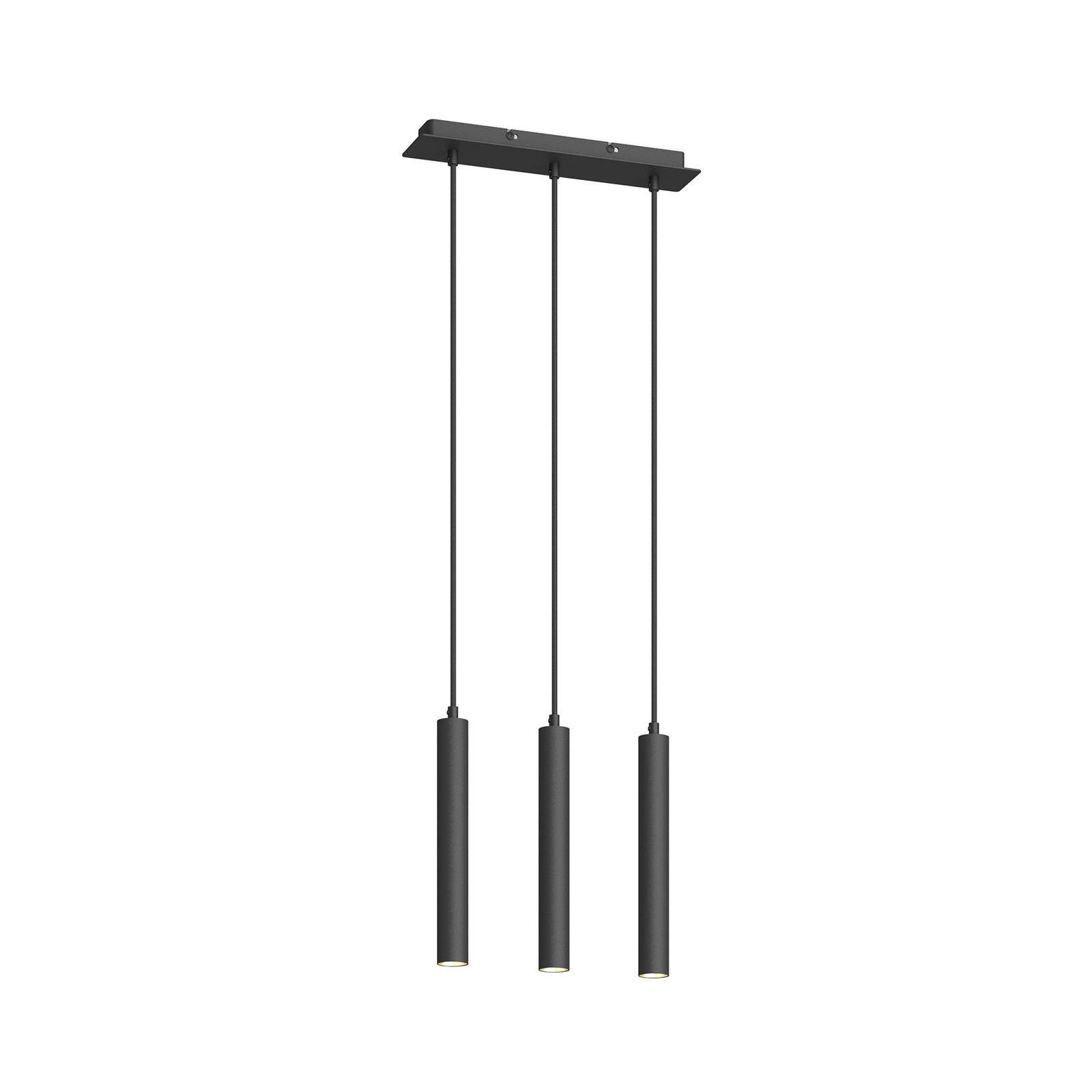 Arcchio LED-Hängeleuchte Franka, LED-Leuchtmittel fest verbaut, warmweiß, Modern, Aluminium, Schwarz (RAL 9005), 3 flammig, inkl. Leuchtmittel