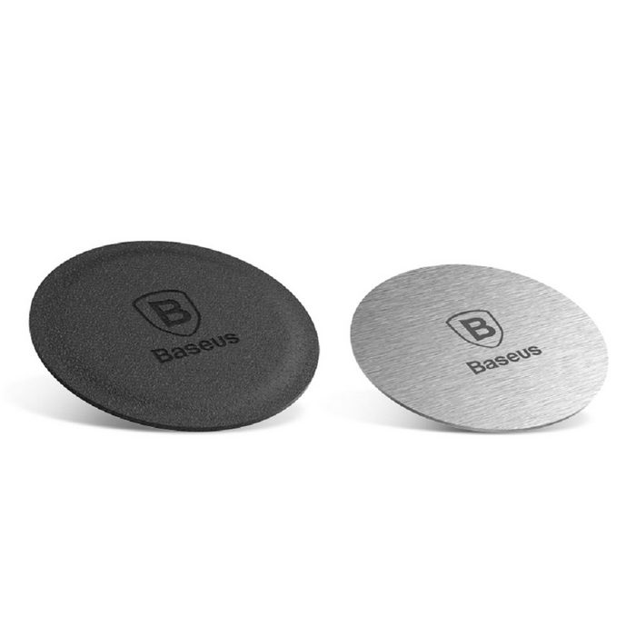 Baseus Magnet Iron Suit 2x Metallplättchen für Auto Magnet Handyhalter KFZ Universal Magnethalterung Silber Smartphone-Halterung