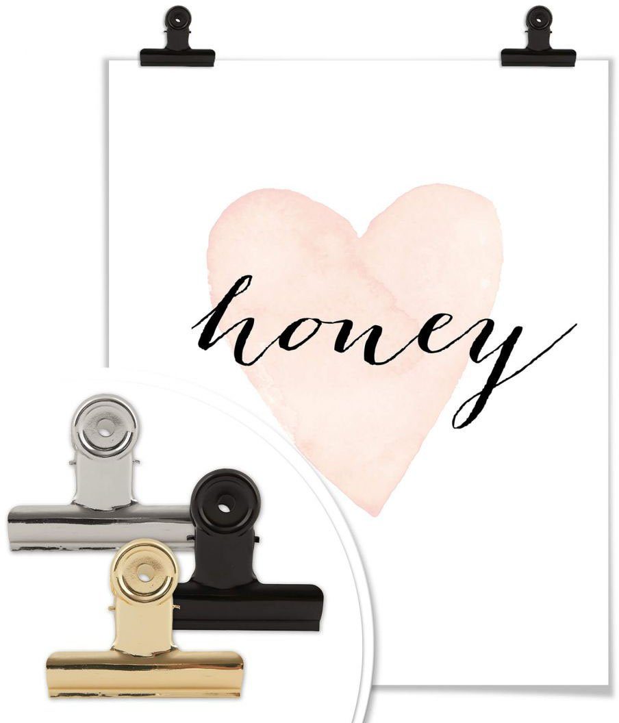 Honey, Poster, (1 Bild, Wandbild, Schriftzug Wandposter St), Wall-Art Poster