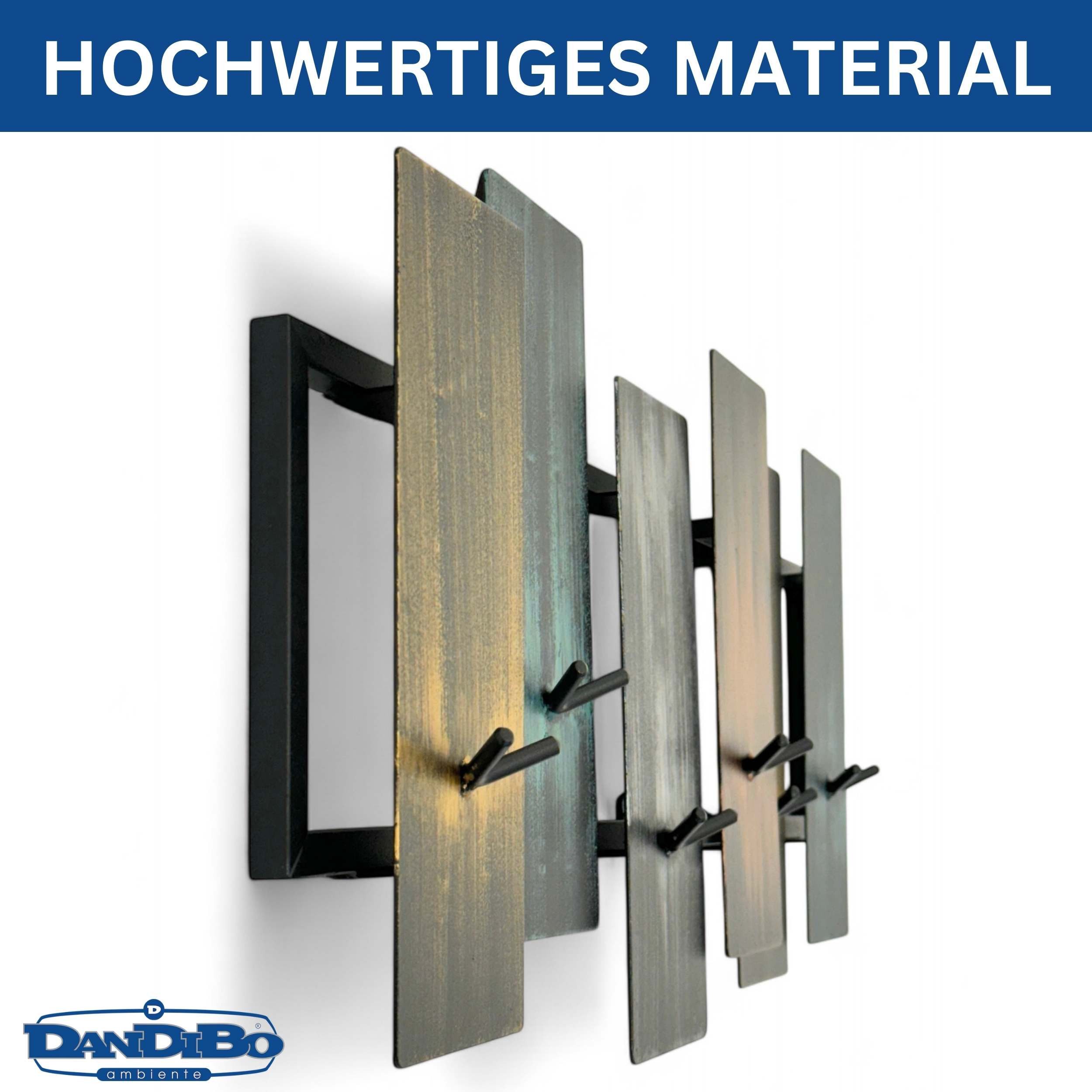 DanDiBo Wandgarderobe mit 12 Haken Garderobe Wand Schwarz Metall Garderobenhaken, Hakenleiste Garderobenleiste