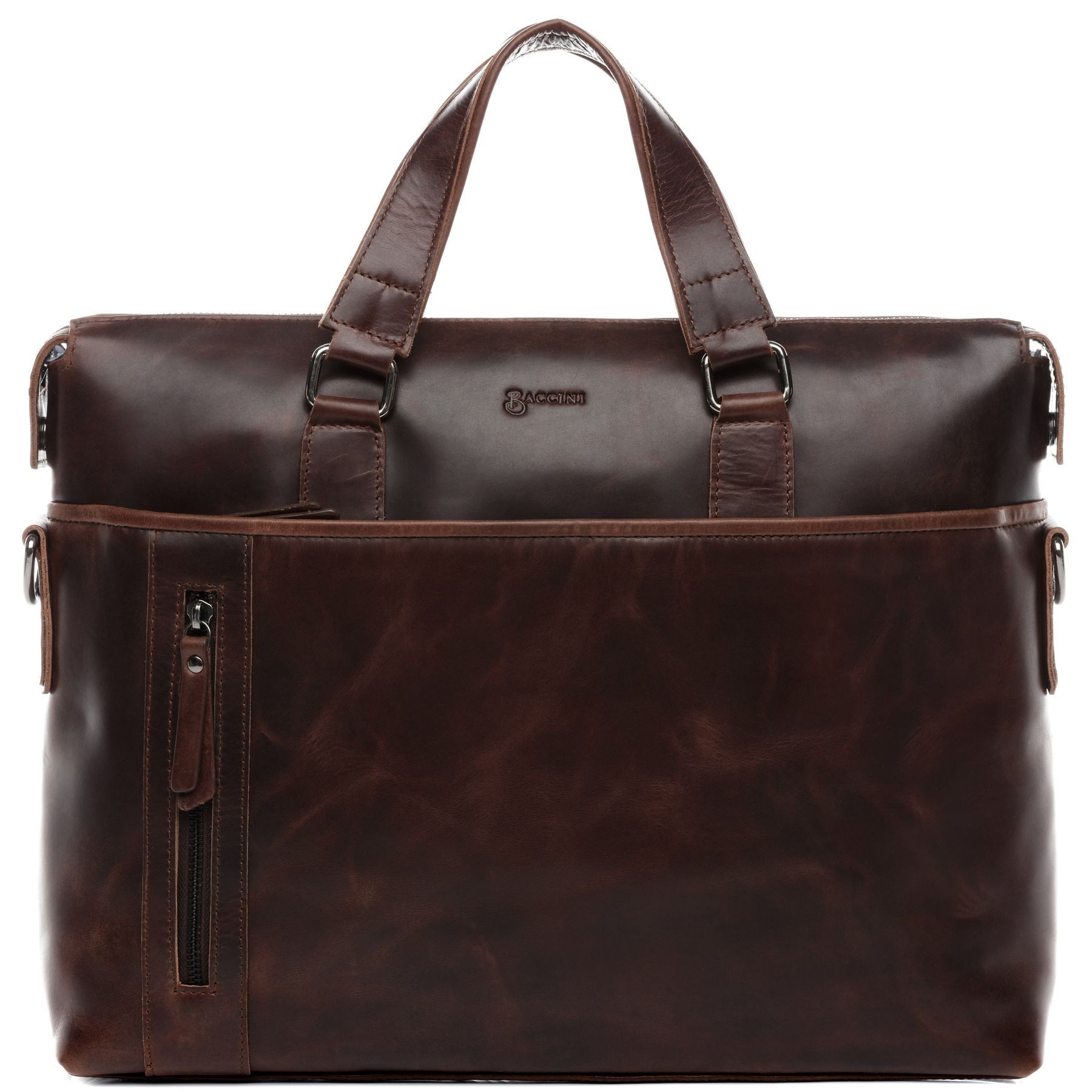 BACCINI Umhängetasche echt Leder Aktentasche 15 Zoll Laptop-Hülle braun, Laptoptasche 15,4 Zoll, Arbeitstasche Umhängetasche Damen Herren braun