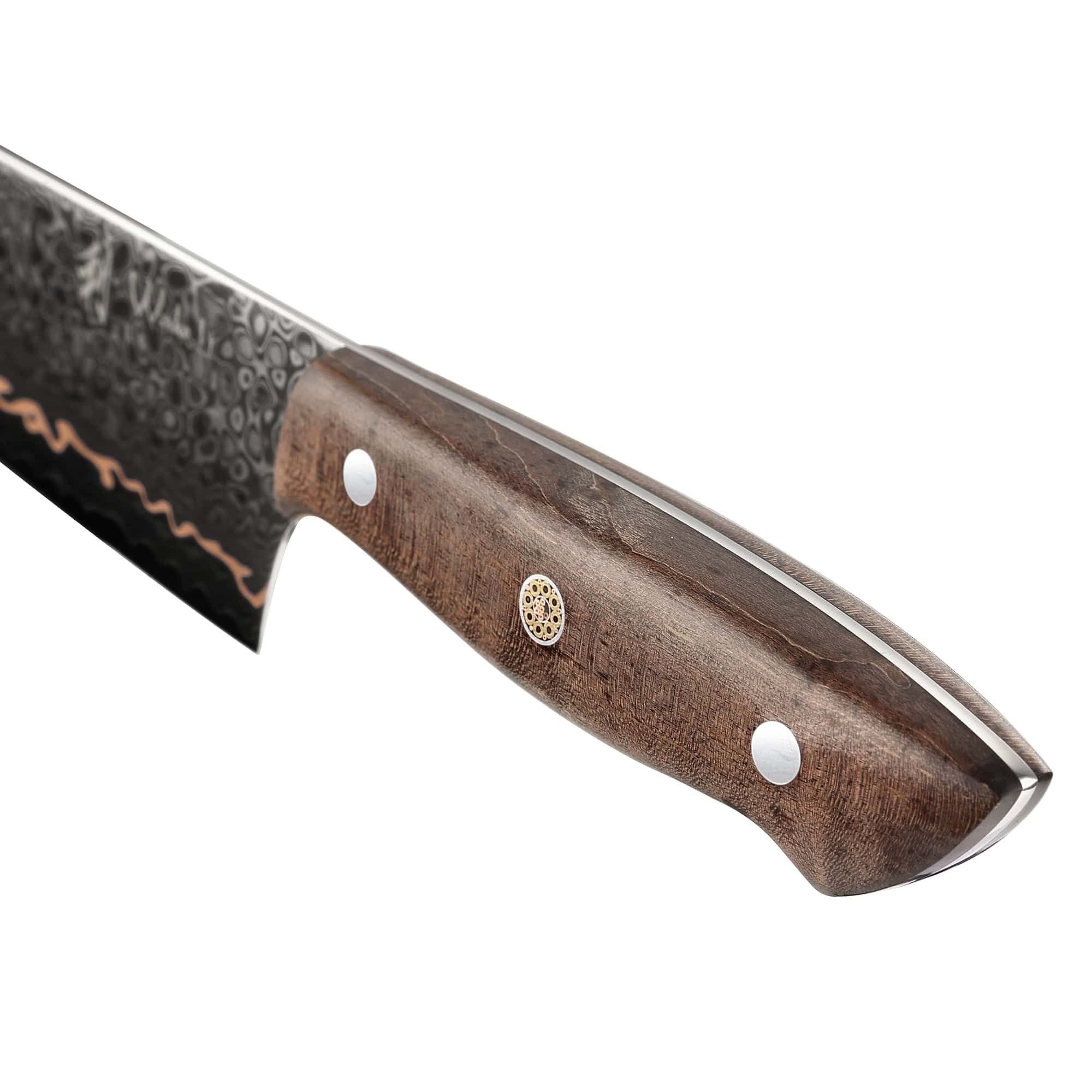 Wakoli Damastmesser Kawa Damast Chefmesser Küchenmesser Kochmesser 20 cm Klinge mit Kupfer, Damaststahl, Kupfereinlage, VG10