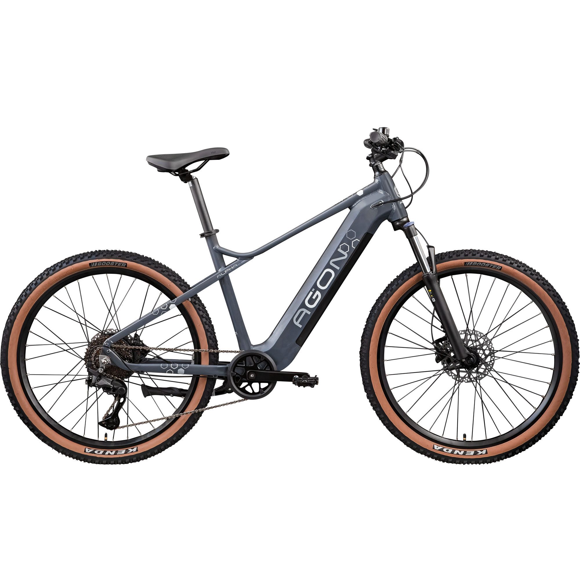 AGON E-Bike Mountainbike Alpha, 10 Gang Deore SGS T6000 Schaltwerk, Kettenschaltung, Heckmotor, 540 Wh, Pedelec, Elektrofahrrad für Damen u. Herren, MTB
