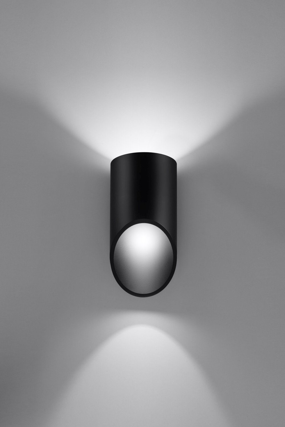 Licht-Erlebnisse Wandleuchte NIXON, LED Flur Wandlampe H:20cm Küche Spot & wechselbar, Down Schwarz Up Ø10cm Warmweiß, Aluminium