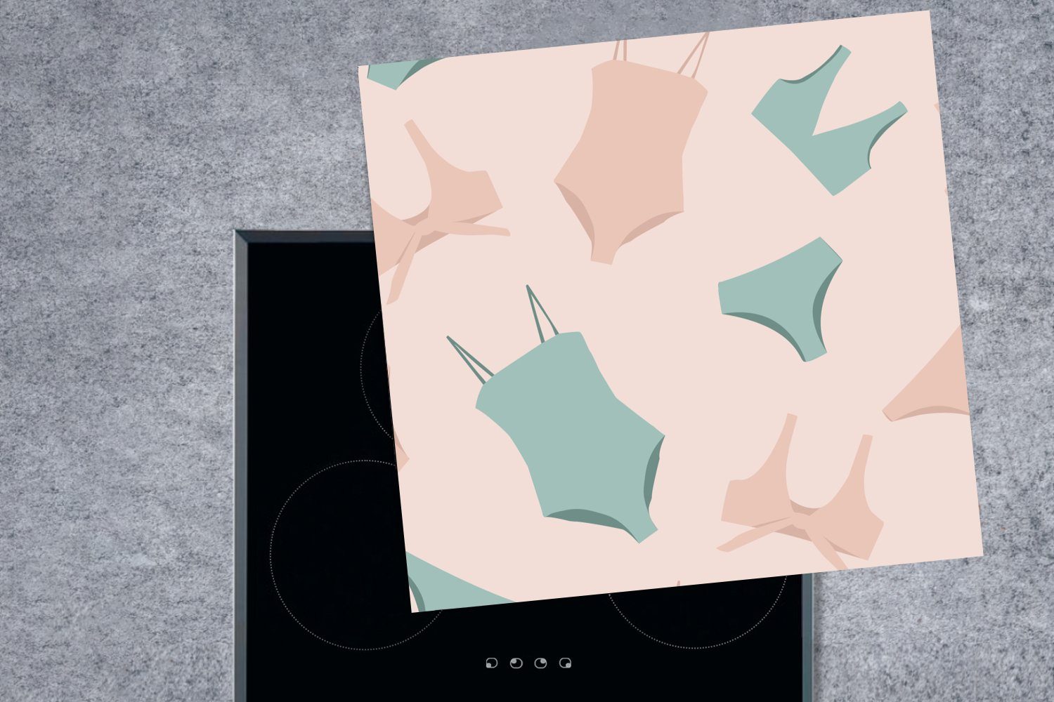 MuchoWow Herdblende-/Abdeckplatte Bikini - Badeanzug Pastell, Vinyl, tlg), Arbeitsplatte (1 78x78 - für - küche Sommer cm, Ceranfeldabdeckung