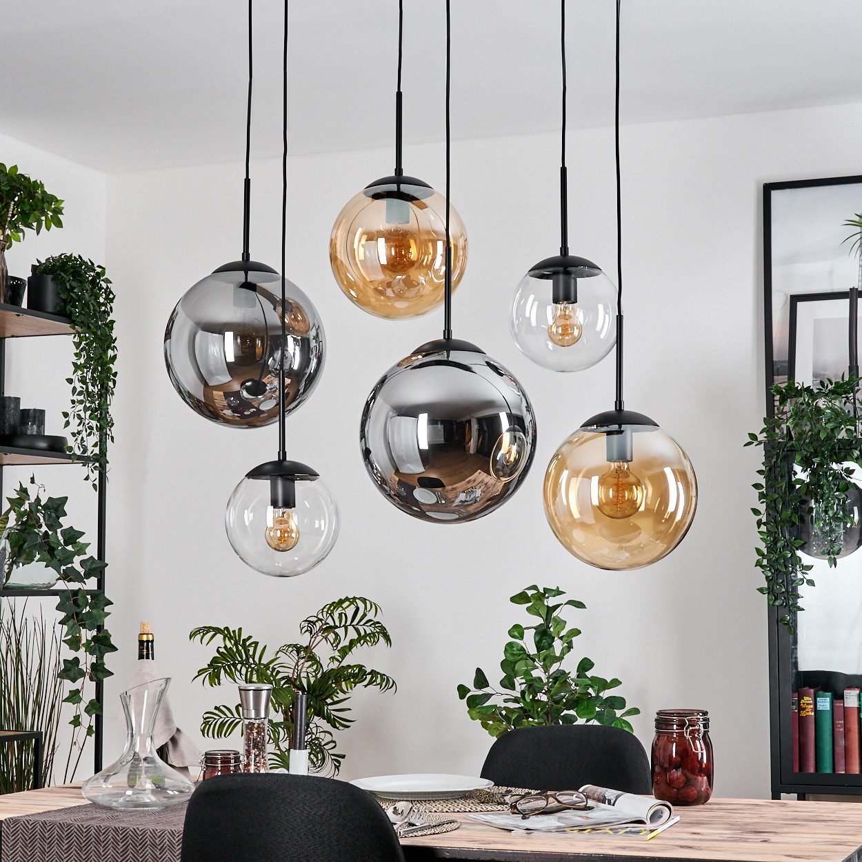 hofstein Hängeleuchte Hängelampe aus Metall/Glas in günstig online kaufen