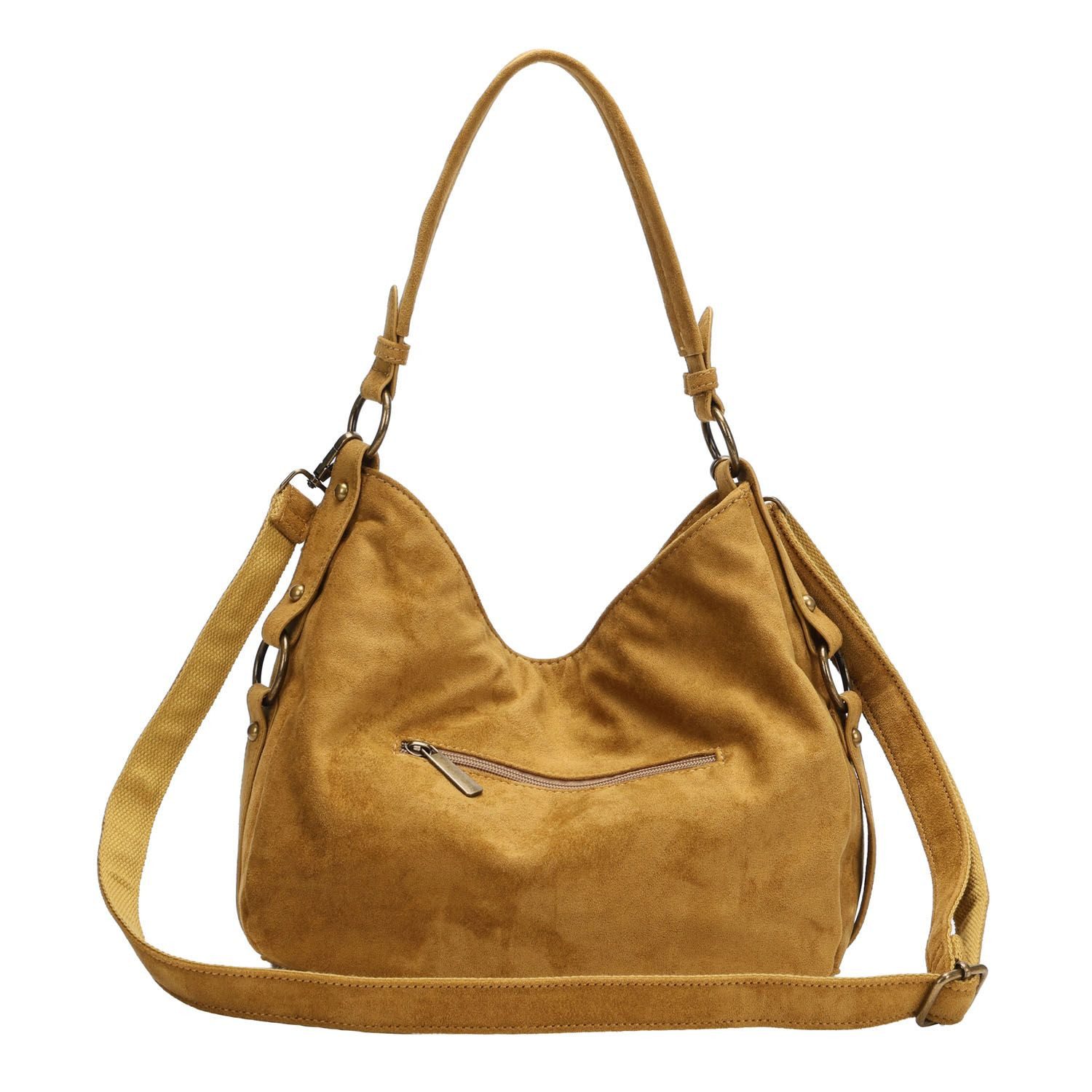 ITALYSHOP24 Schultertasche Damen Tasche Shopper Hobo-Bag Crossbody CrossOver, als Handtasche, Umhängetasche, Shopper tragbar