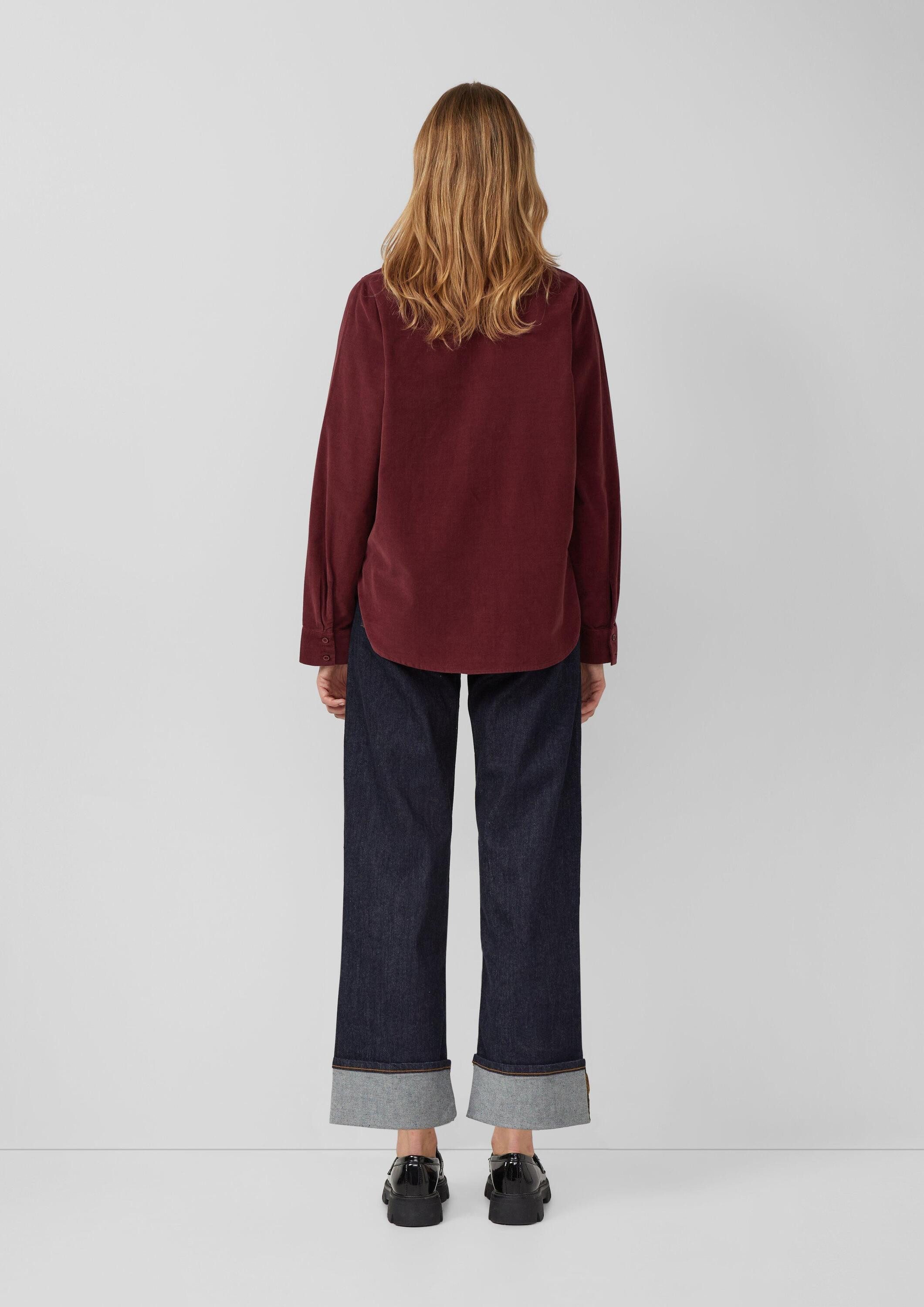 s.Oliver Langarmbluse Bluse Feincord-Bluse mit Hemdkragen