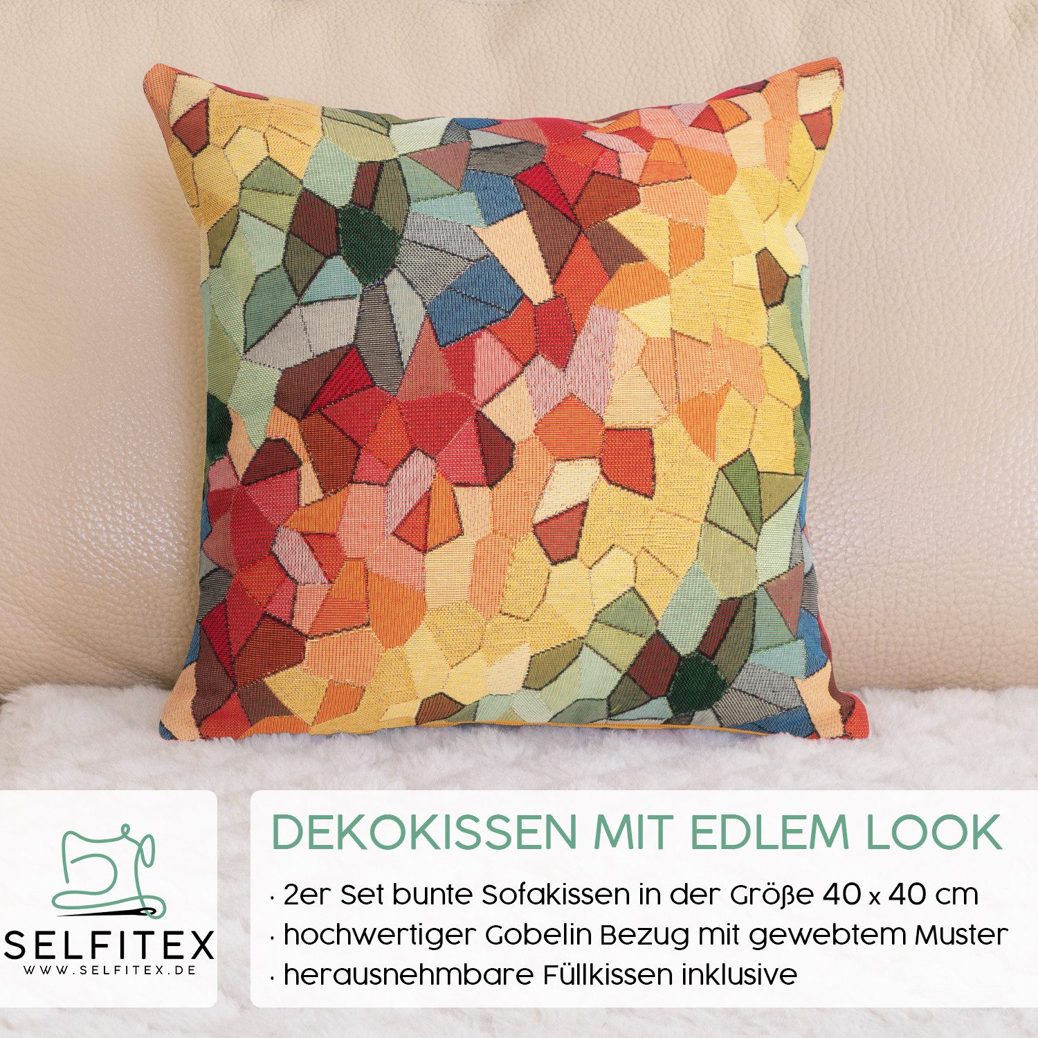 Selfitex Dekokissen mit buntem Muster im 2er Set, 30x50/40x40/50x50 inkl. F günstig online kaufen