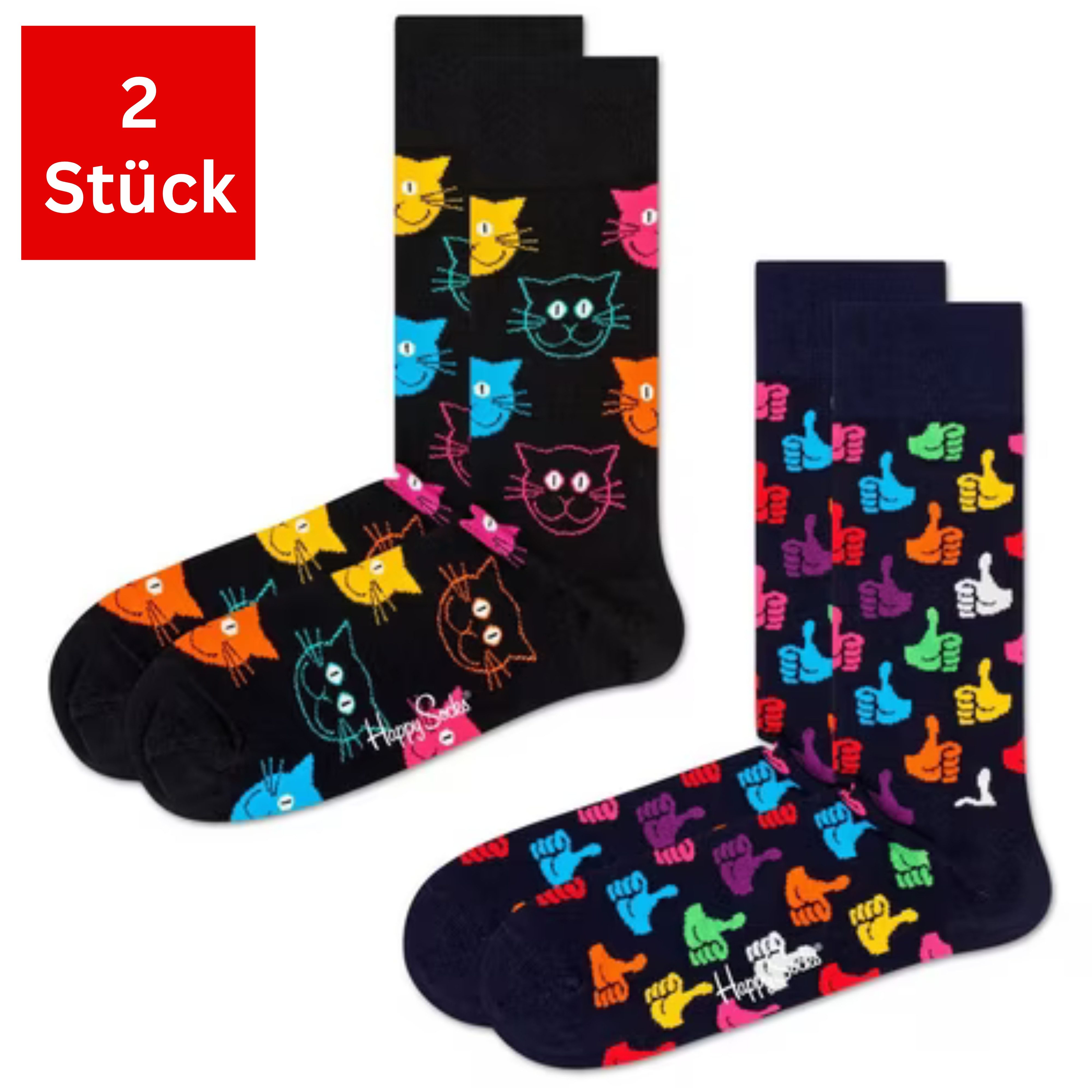 Happy Socks Socken 2er Pack Baumwoll Socken mit Motiv Classic, Geschenk, Geburtstag