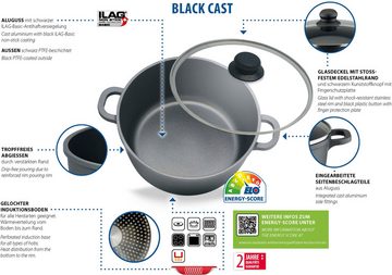 Elo Basic Topf-Set Black Cast, Aluminiumguss (Set, 10-tlg., je 1 Kochtopf 16/20/24 cm, Stielkasserolle 16 cm, 2 Pfannen 24 cm), Induktion