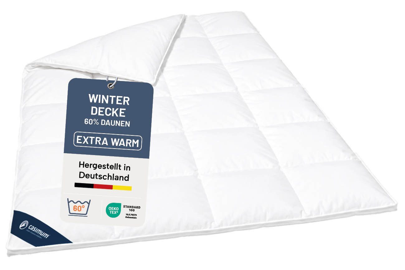 casimum Daunenbettdecke COMFORT Bettdecke 135x200, 155x220, 200x200 & weitere Größen, Füllung: 60 % Daunen / 40 % Federn, Klasse 1, …