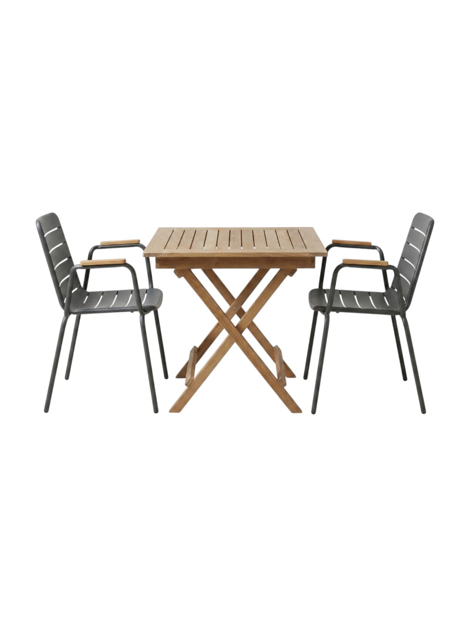 Cinas Garten-Essgruppe Parc, (3-tlg), Balkontisch Set, Teakholz, Skandinavisches Design, Terasse, Garten