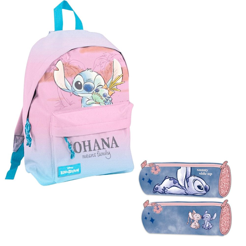 Kinderrucksack Disney Lilo und Stitch Mädchen Rucksack Federtasche 39x29x12 cm