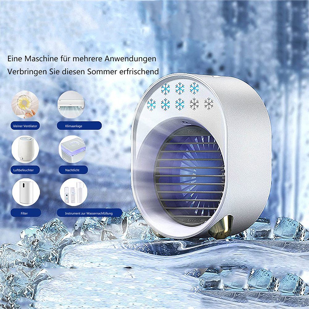 Luftkühler Ventilator, GelldG Klimaanlage Mini mit Verdunstungskühlung, rosa Tischturmventilator