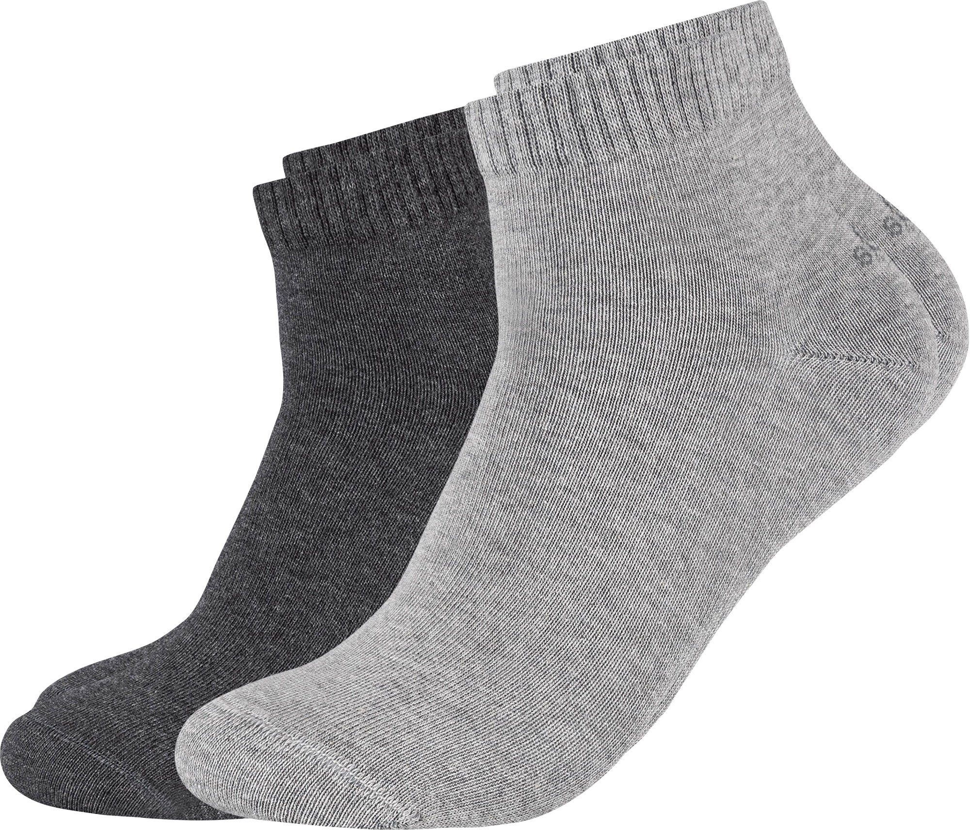 s.Oliver Kurzsocken Unisex-Kurzsocken 2 Paar Uni grau/hellgrau