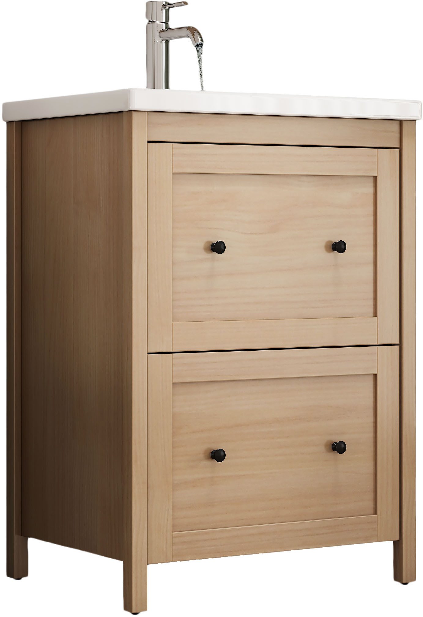 welltime Stockholm vanity unit (complete set), washbasin area with 2 drawers and soft-close mechanism, width 60cm