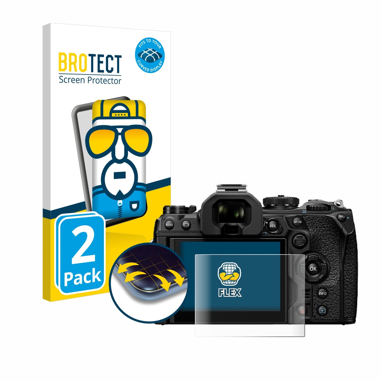 BROTECT Displayschutzfolie Fullscreen Schutzfolie für Olympus OM System OM-1 Mark II, 2 Stück, Displayschutz Folie Fullcover Klar Transparent
