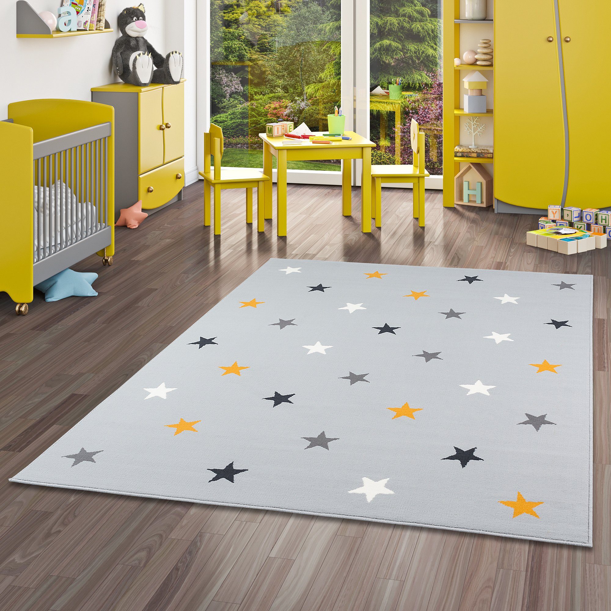 Pergamon Kinderteppich Kinder und Jugend Teppich Trendline Sterne Mix, Rechteckig, Höhe: 8 mm