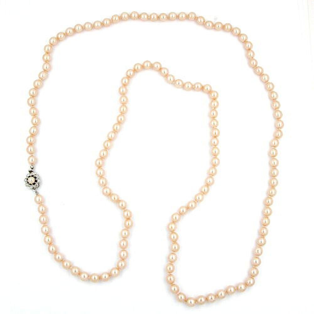 Perlen-Schmuckset In Weiß – Kette, Armband & Ohrringe Mit Strass-Perlen, Geknotet