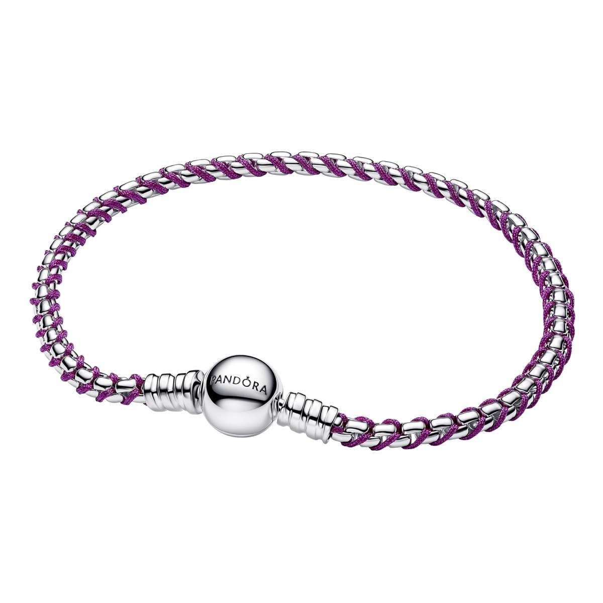Pandora Silberarmband 593816C03, für Damen Silber Veneziakette Lila