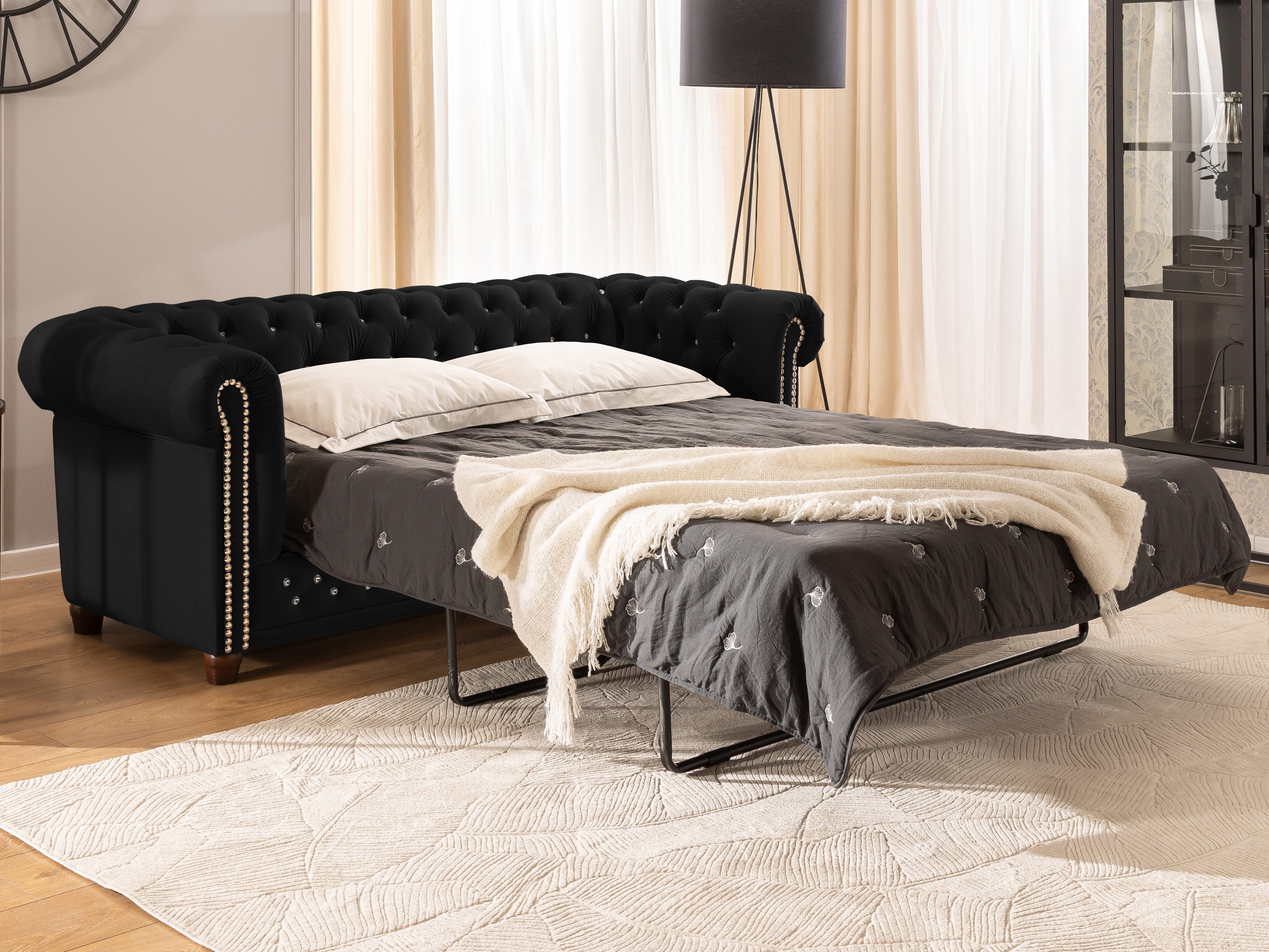 S-Style Möbel Chesterfield-Sofa 3-Sitzer mit Schlaffunktion günstig online kaufen