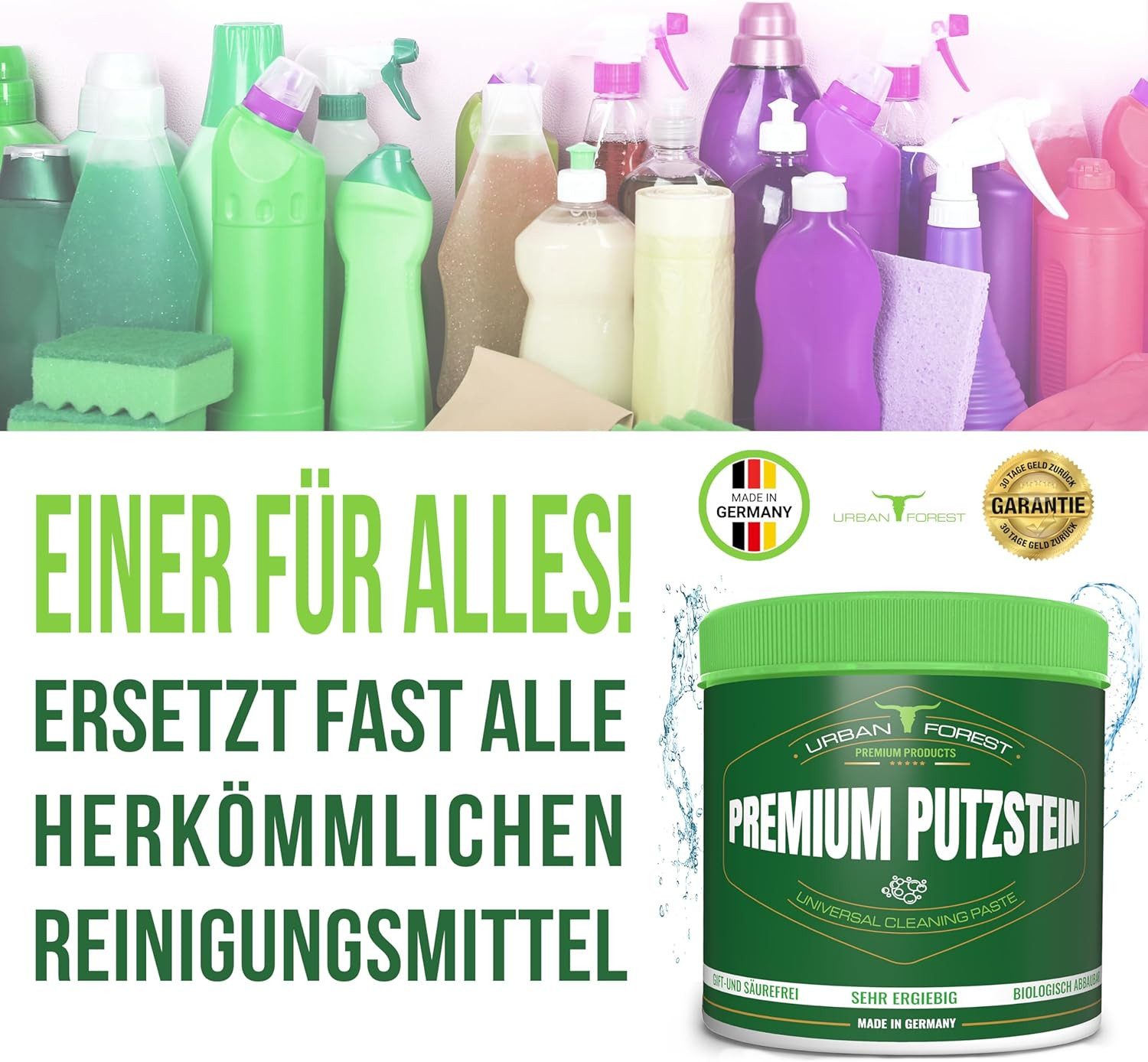 URBAN FOREST Premium Putzstein intensiv Universalreiniger 900g Made in DE Putzstein (1-St)