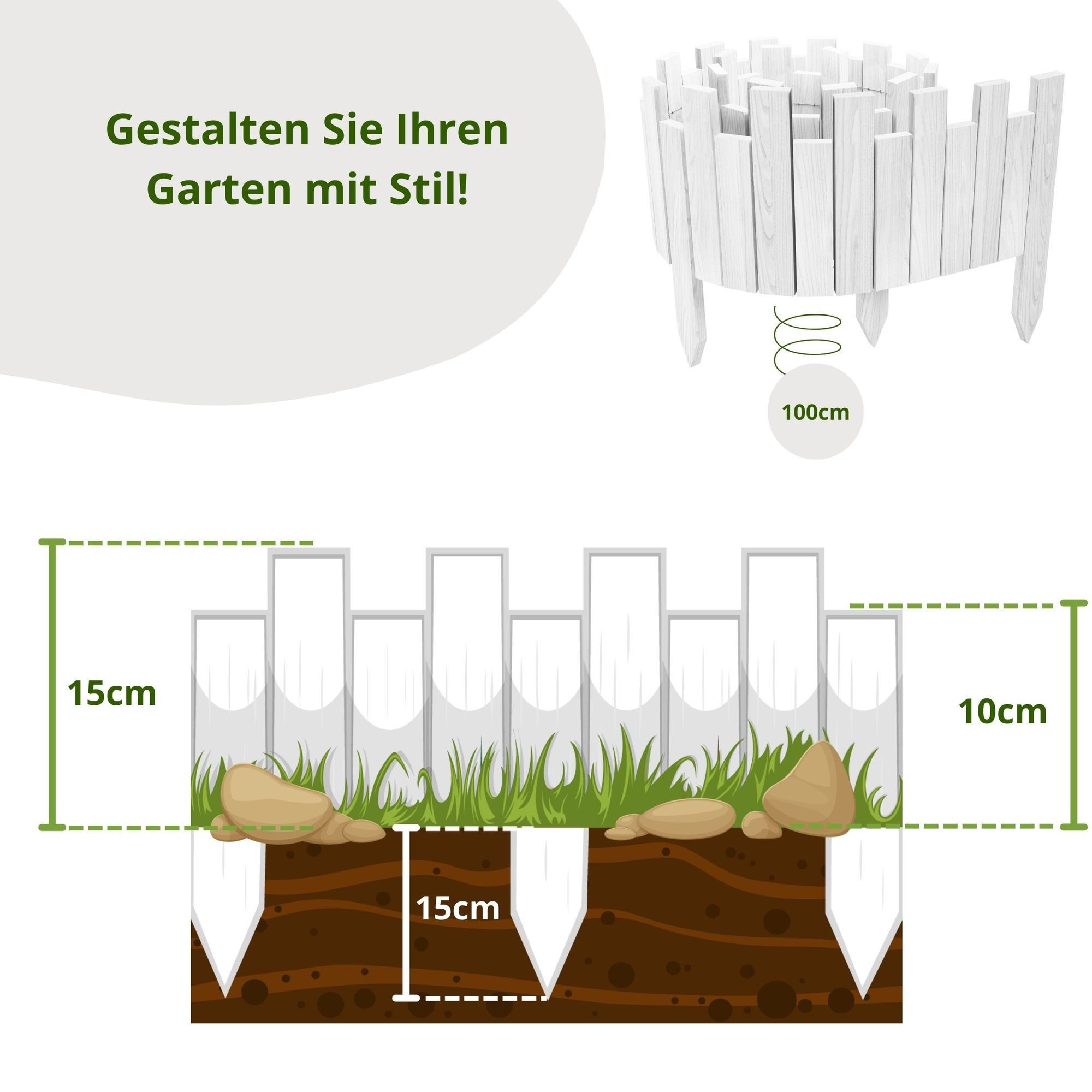 Floranica Beetbegrenzung Beeteinfassung Rasenkante Rollzaun Holzzaun günstig online kaufen