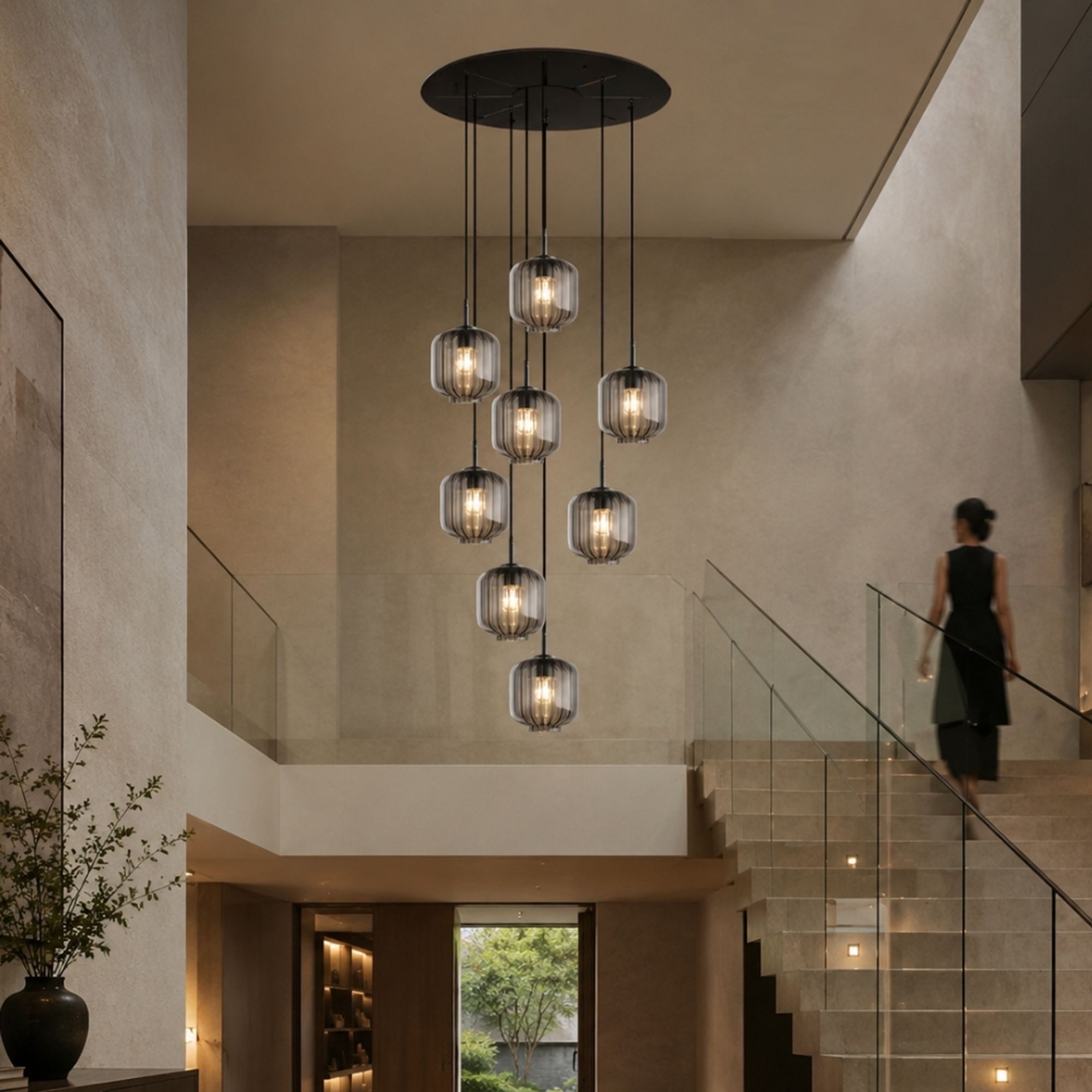 s.luce Pendelleuchte Velo Galerieleuchte 8-flammig Ø 80cm Baldachin Ø 25cm Mehrfarbig