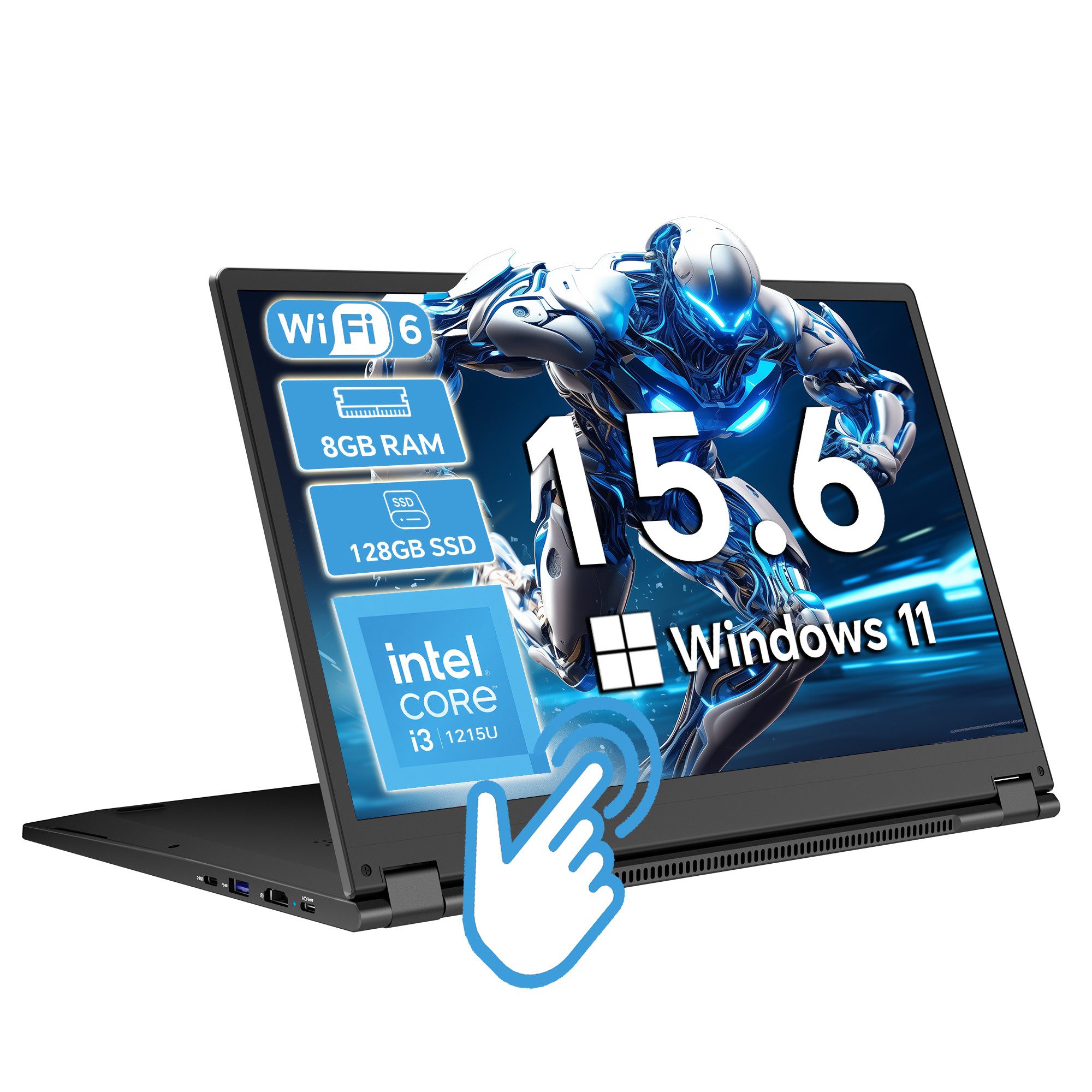 MENGHU 15,6" Convertible Laptop Intel Core i3-1215U, Versand am selben Tag Notebook (Intel Core i3-1215U Alder Lake-U, 8 GB, 128 GB SSD)